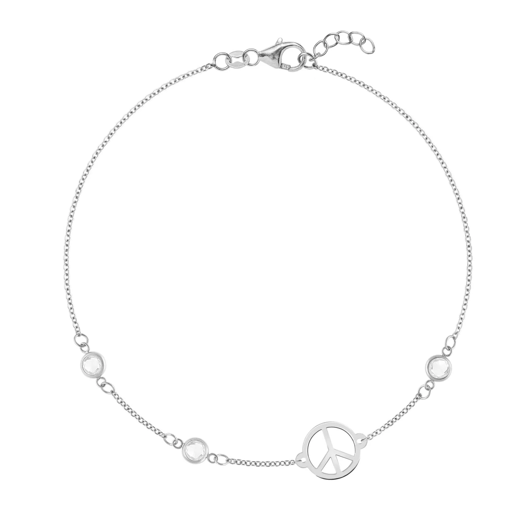 Peace Sign & 3 Birthstone Bracelet in 14k Gold - Image 5
