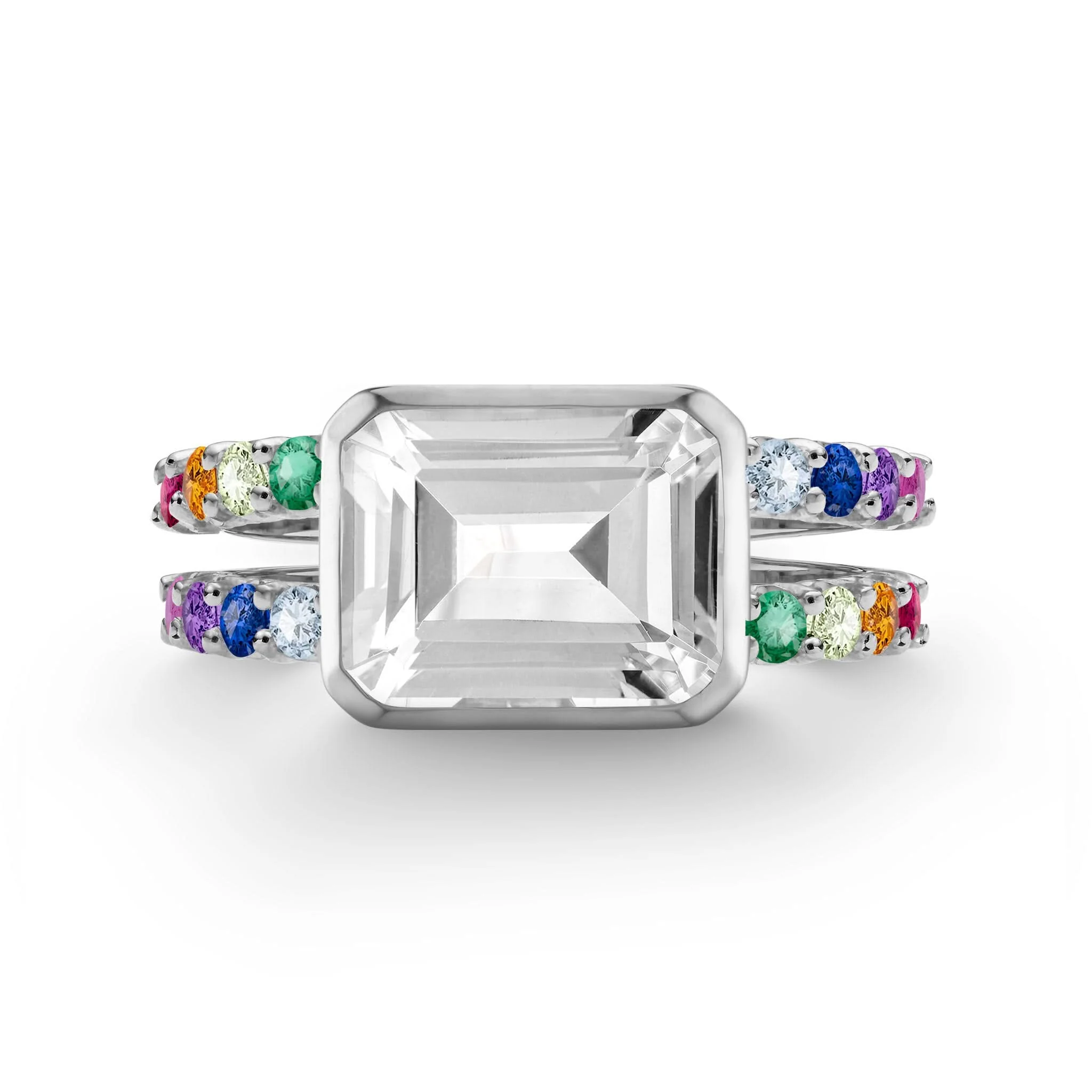 Rainbow Warren Horizontal Ring in 14k Gold - Image 4