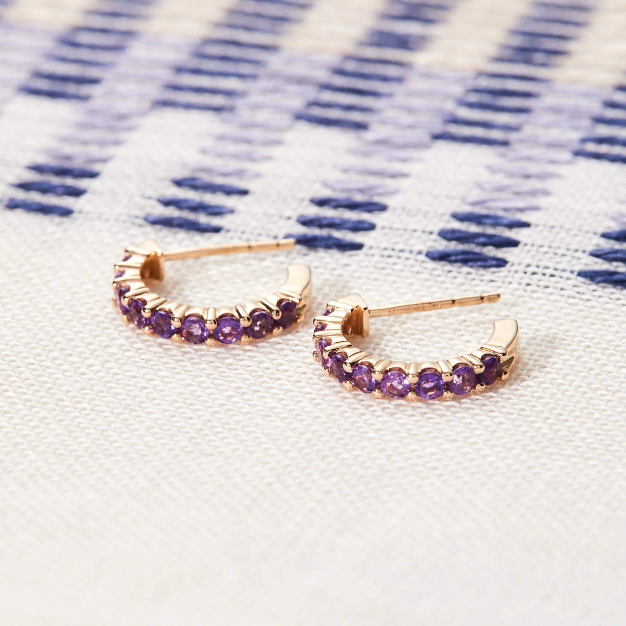 Rosecliff Birthstone Huggie Hoop Earrings in 14k Gold - Image 10