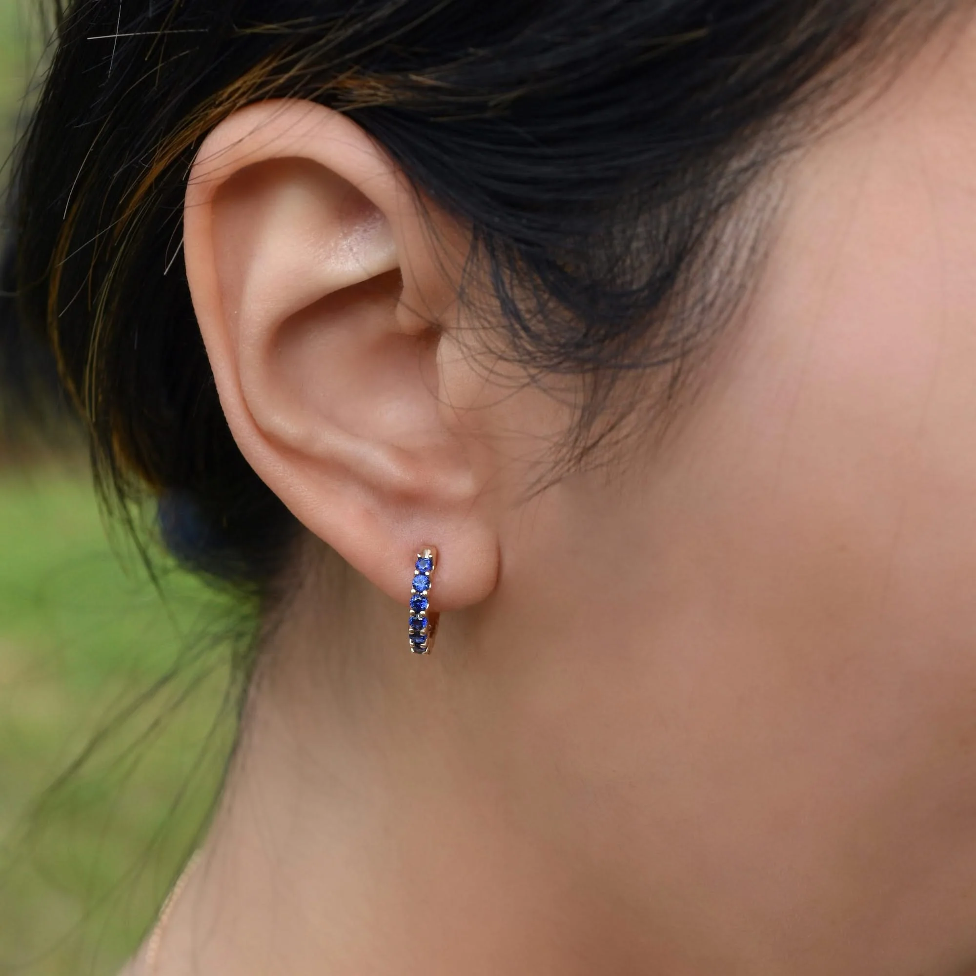 Rosecliff Birthstone Huggie Hoop Earrings in 14k Gold - Image 13