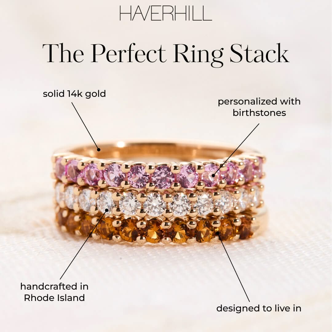 Rosecliff Diamond Stackable Ring in 14k Gold (April) - Image 10