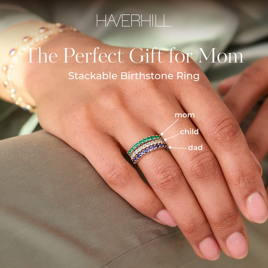 Rosecliff Diamond Stackable Ring in 14k Gold (April) - Image 12