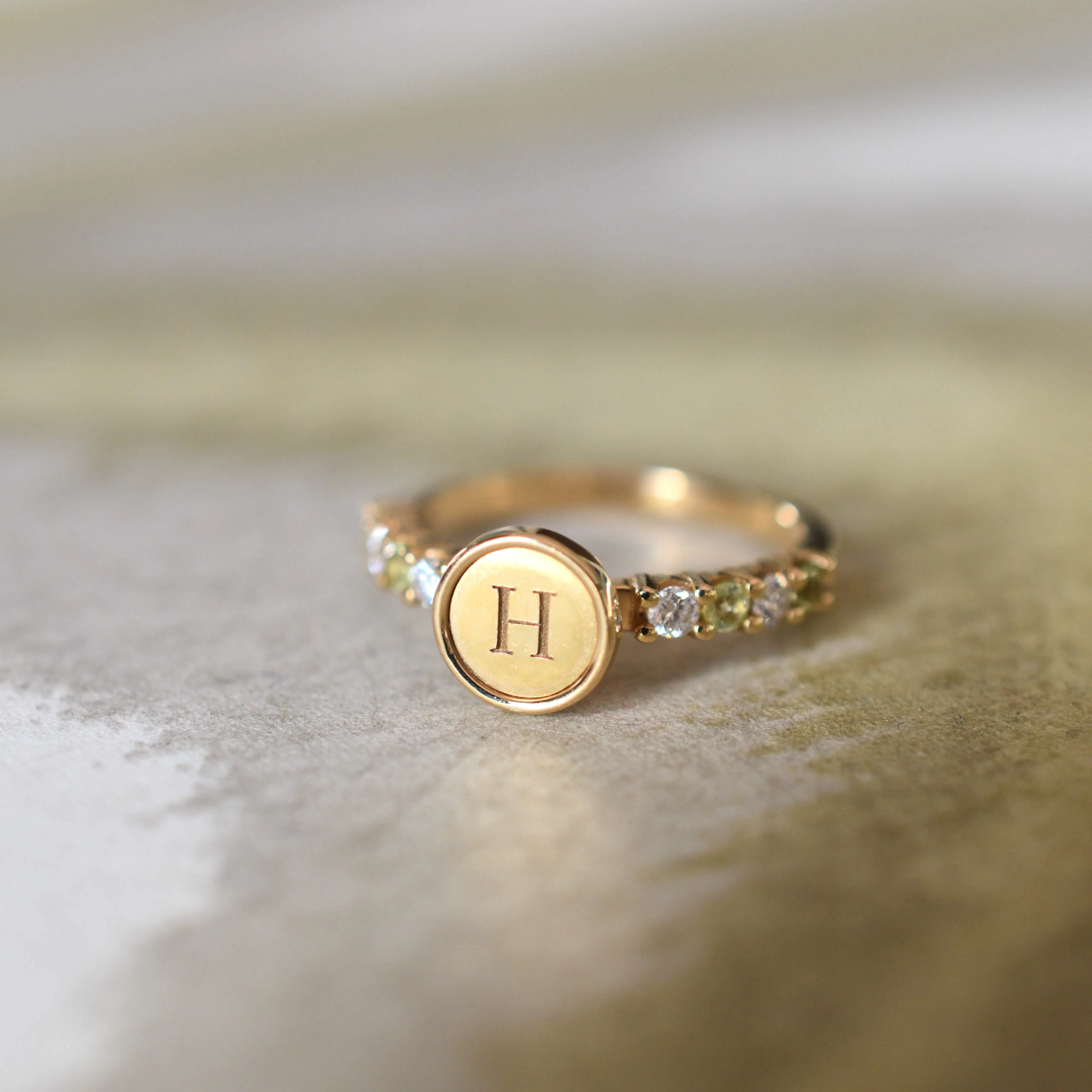Rosecliff Letter Ring in 14k Gold - Image 6
