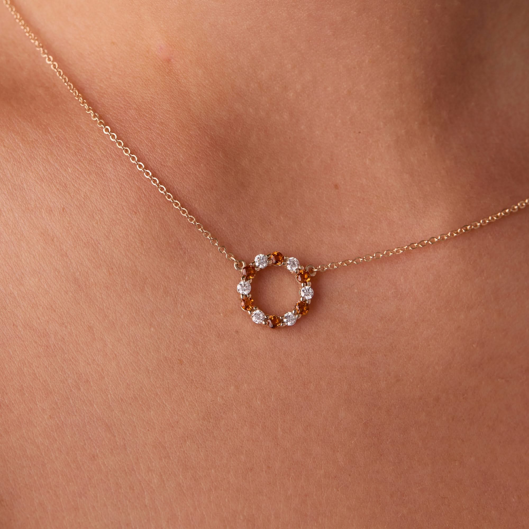 Rosecliff Small Circle Birthstone Necklace in 14k Gold - Image 3