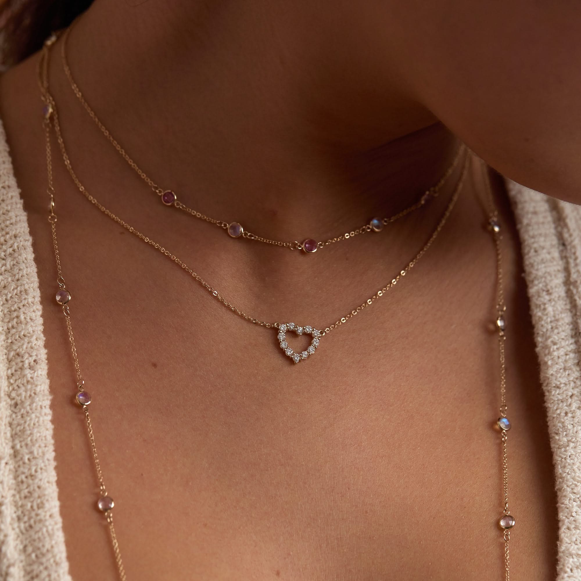 Rosecliff Small Heart Birthstone Necklace in 14k Gold - Image 3