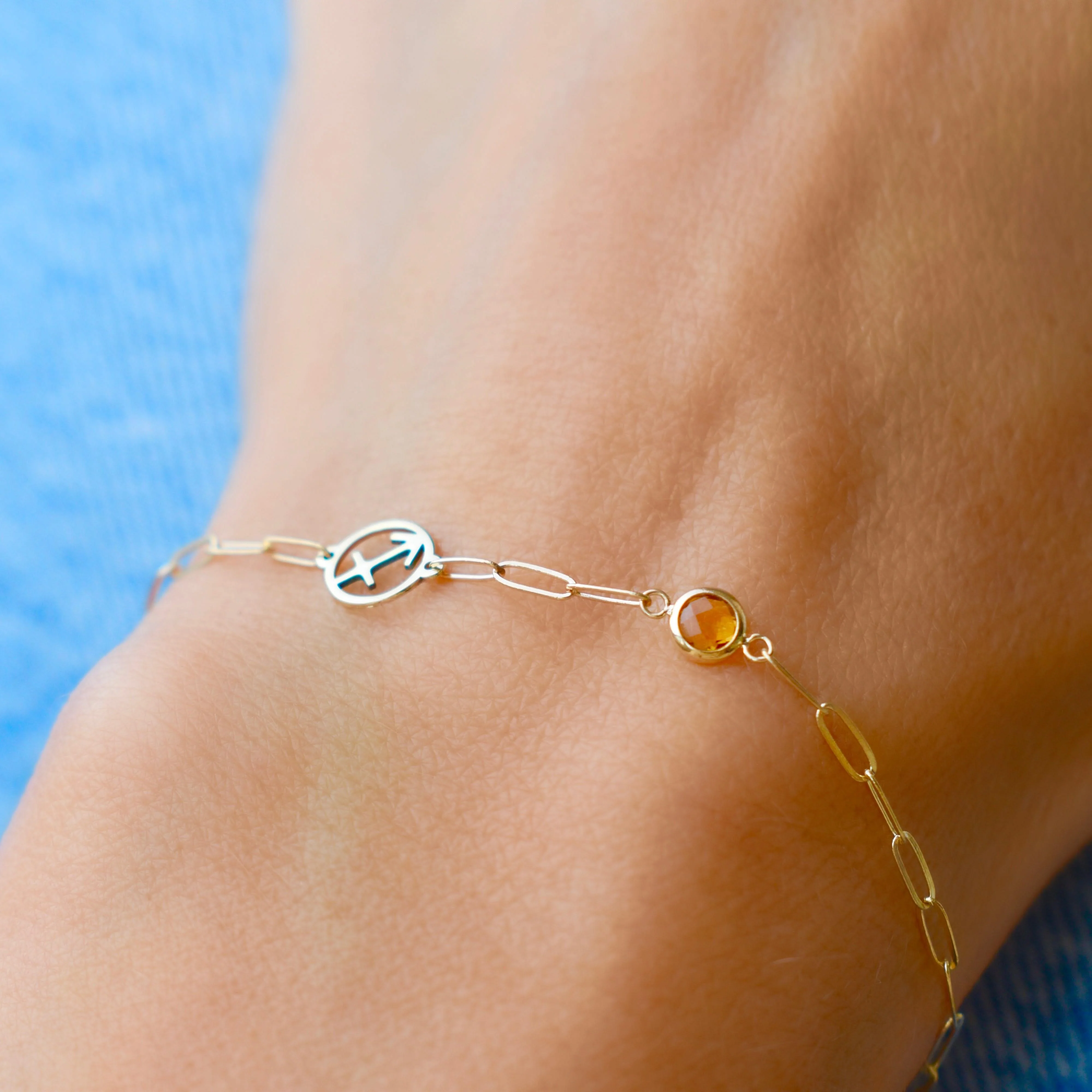 Sagittarius & Birthstone Bracelet on Adelaide Mini in 14k Gold - Image 3