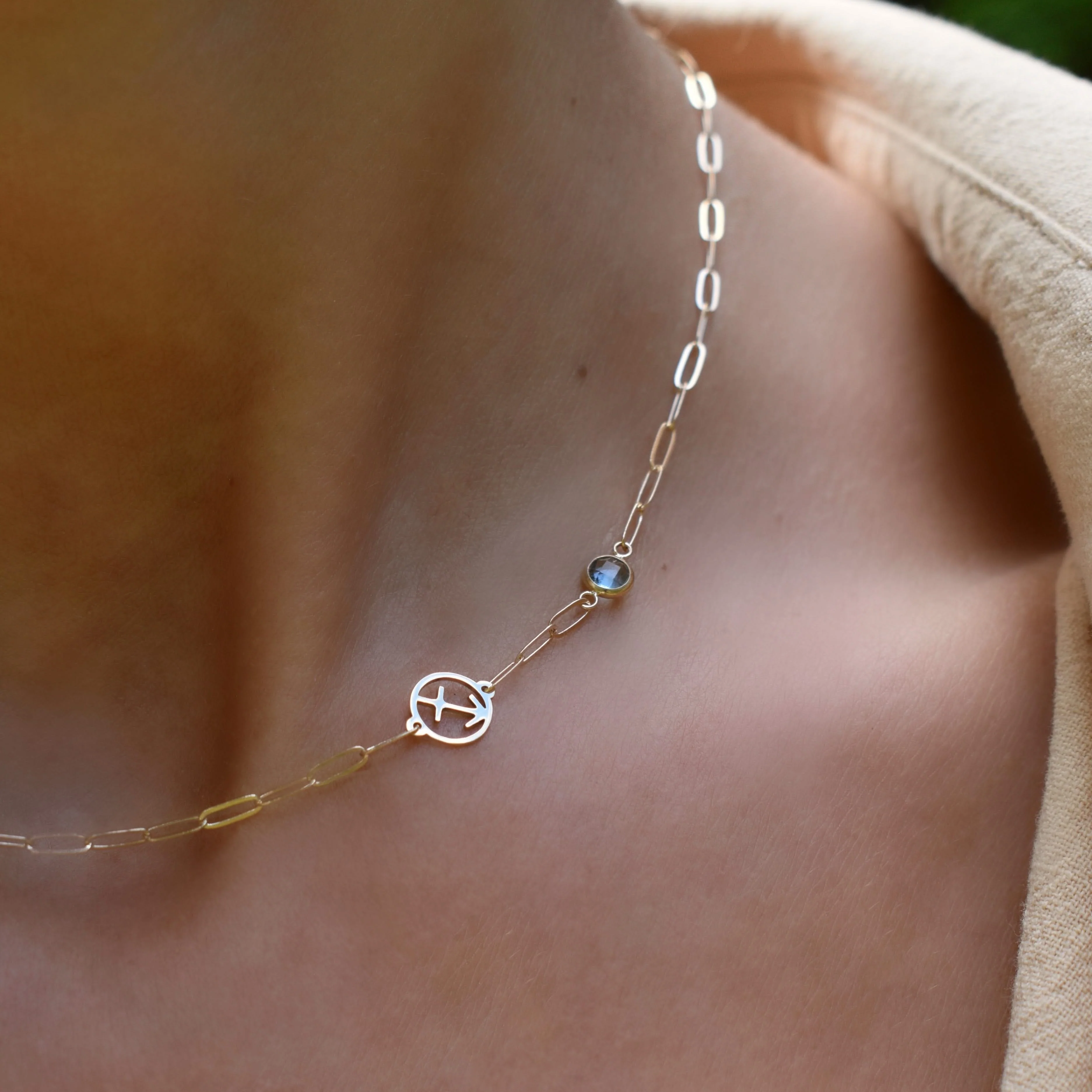Sagittarius & Birthstone Necklace on Adelaide Mini in 14k Gold - Image 3