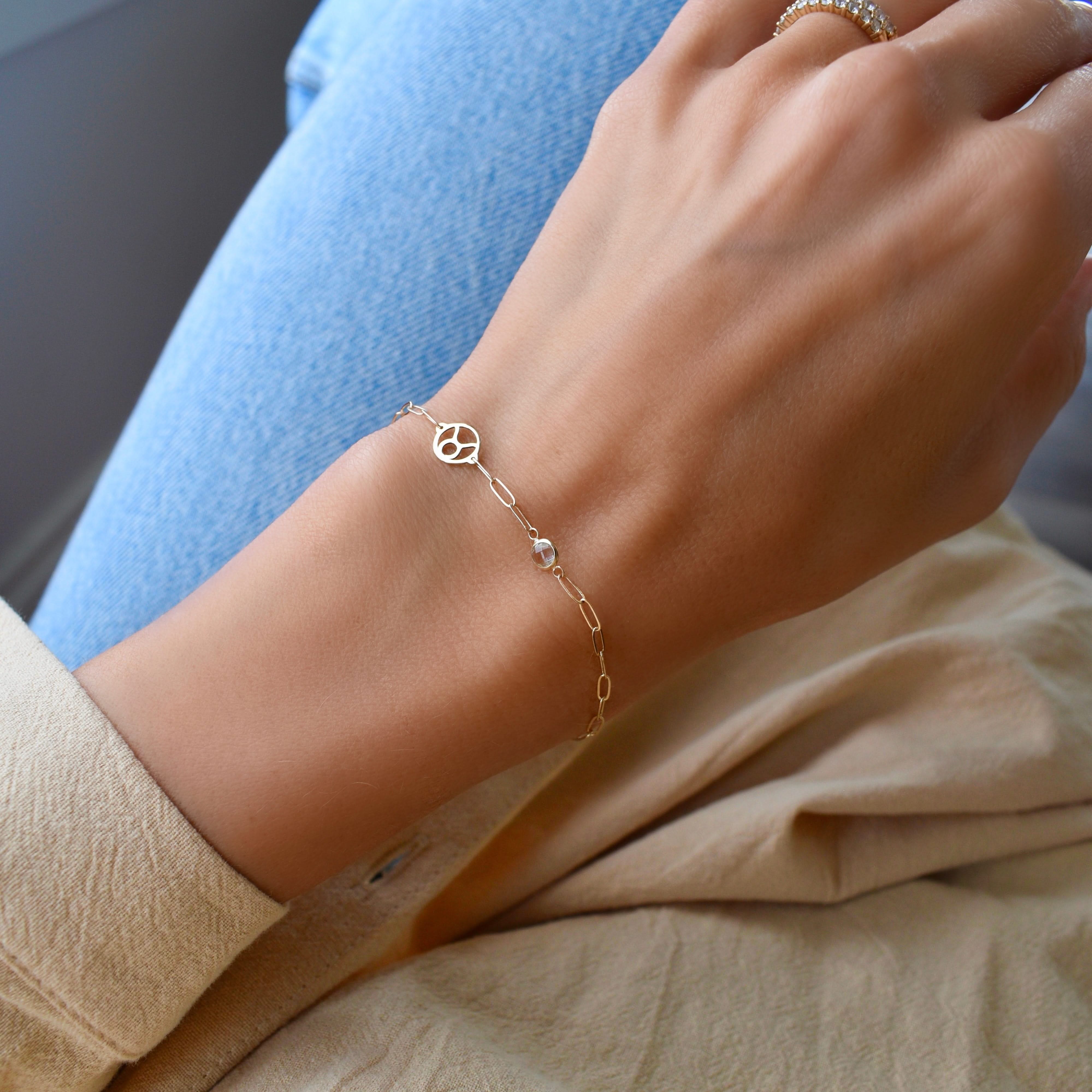 Taurus & Birthstone Bracelet on Adelaide Mini in 14k Gold - Image 2