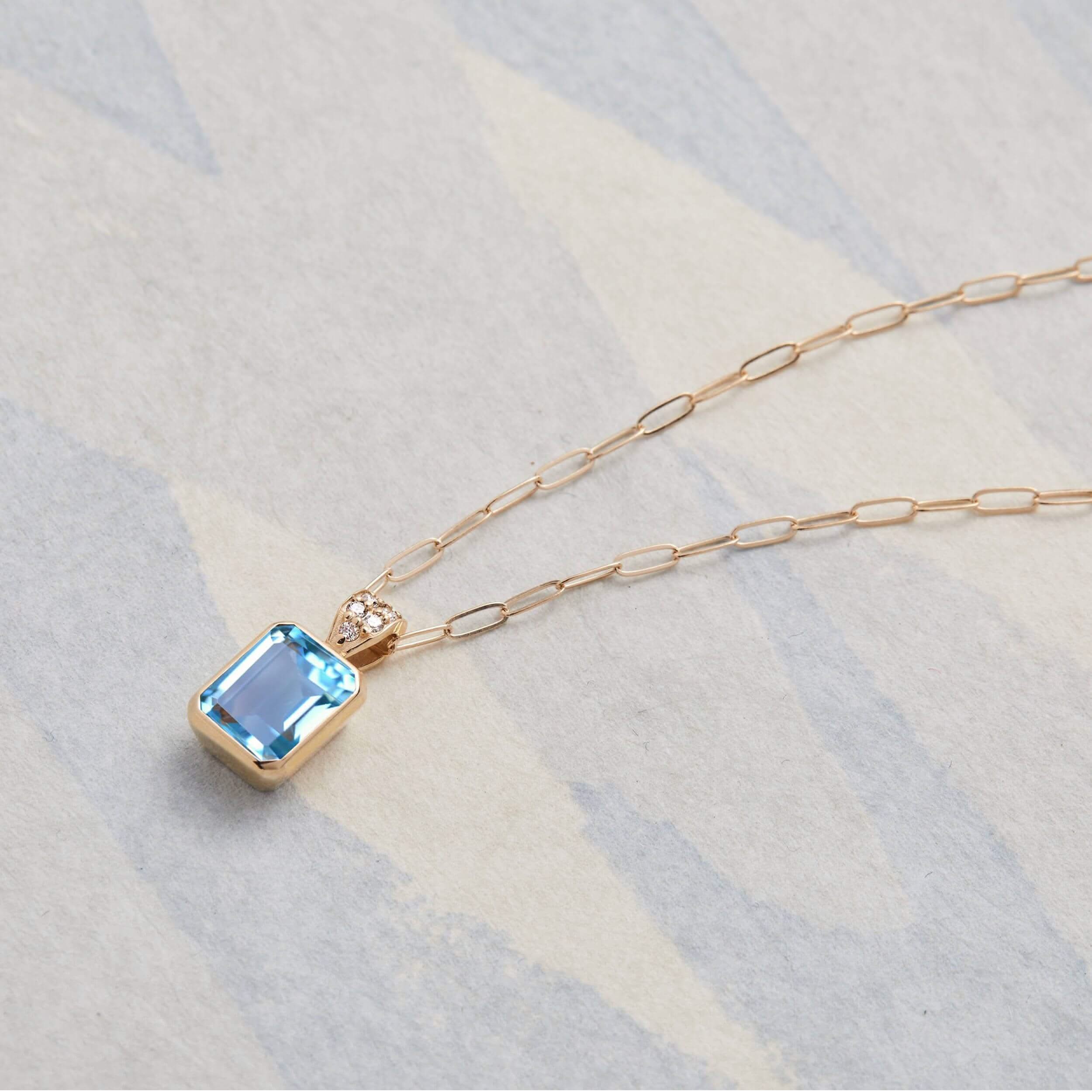 Warren Birthstone Pendant with Diamond Bail in 14k Gold - Image 11