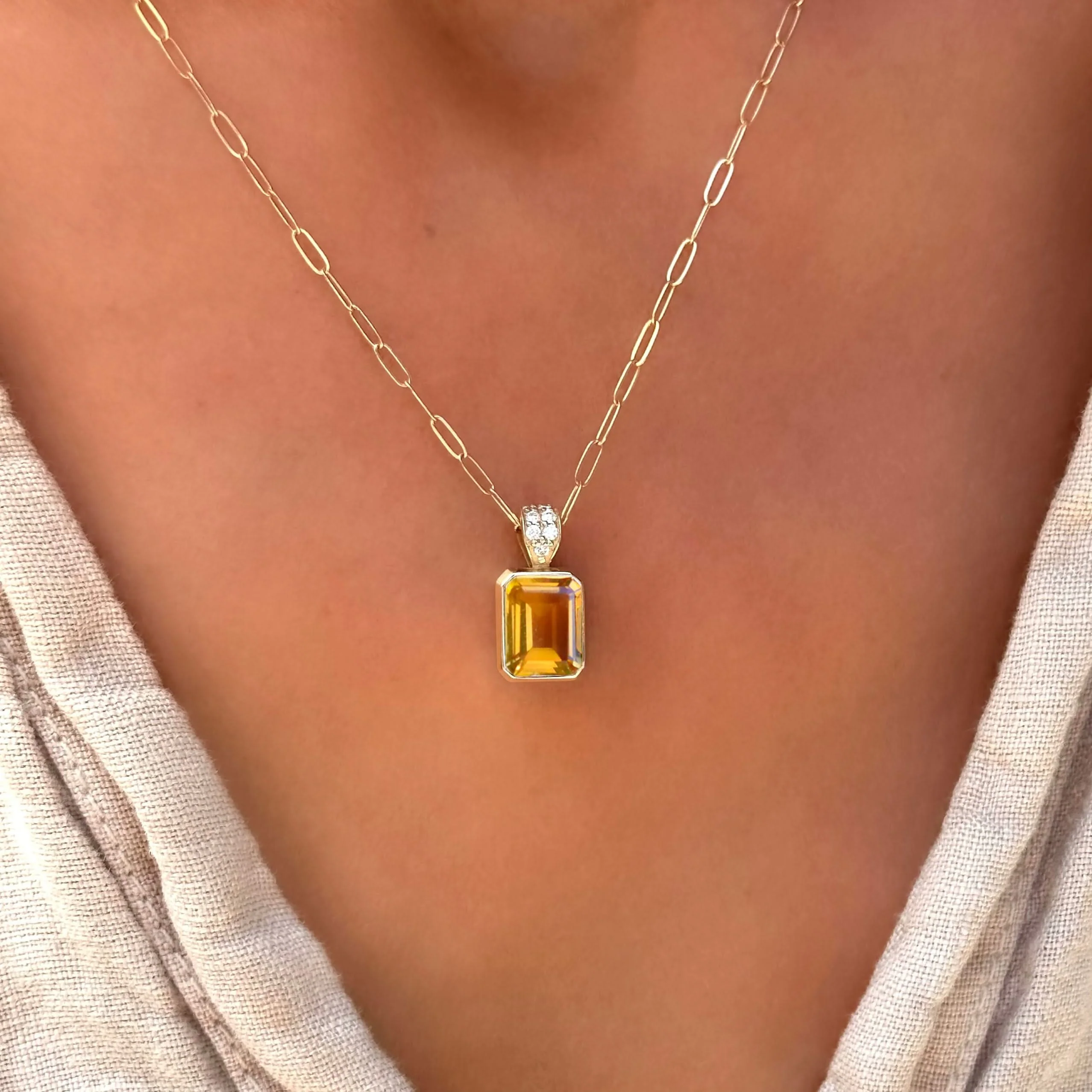 Warren Birthstone Pendant with Diamond Bail in 14k Gold - Image 3