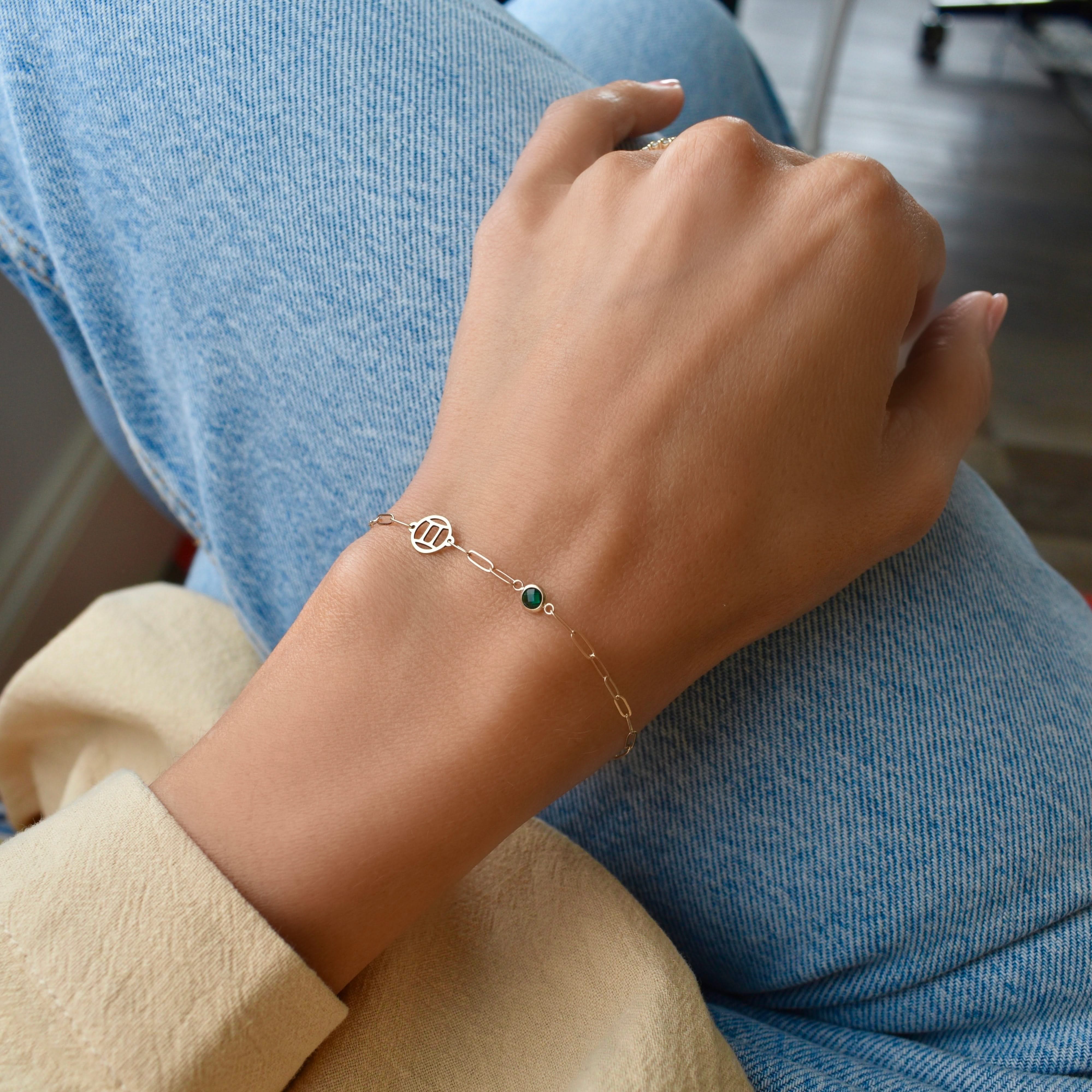 Zodiac & Birthstone Adelaide Mini Bracelet in 14k Gold - Image 10