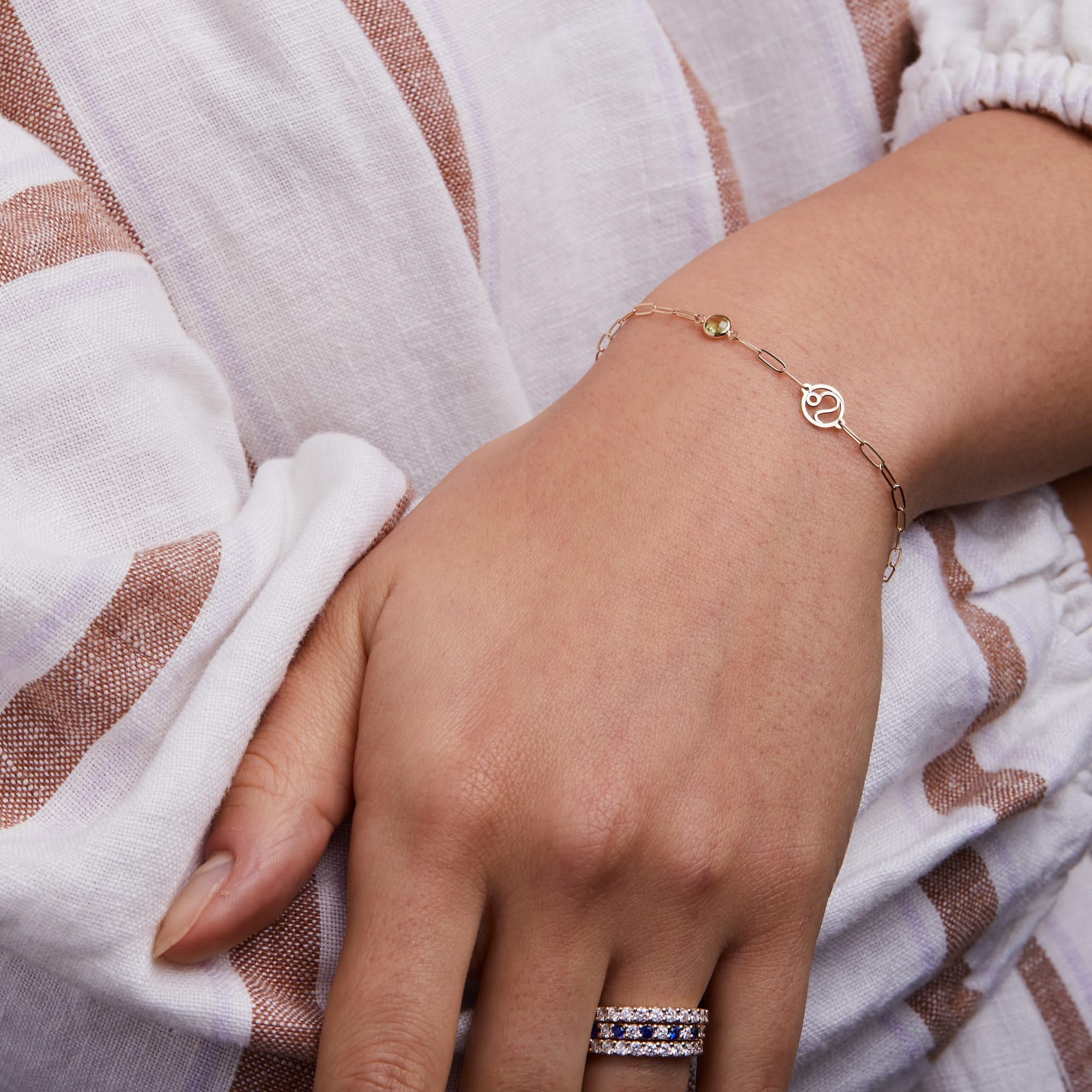 Zodiac & Birthstone Adelaide Mini Bracelet in 14k Gold - Image 11