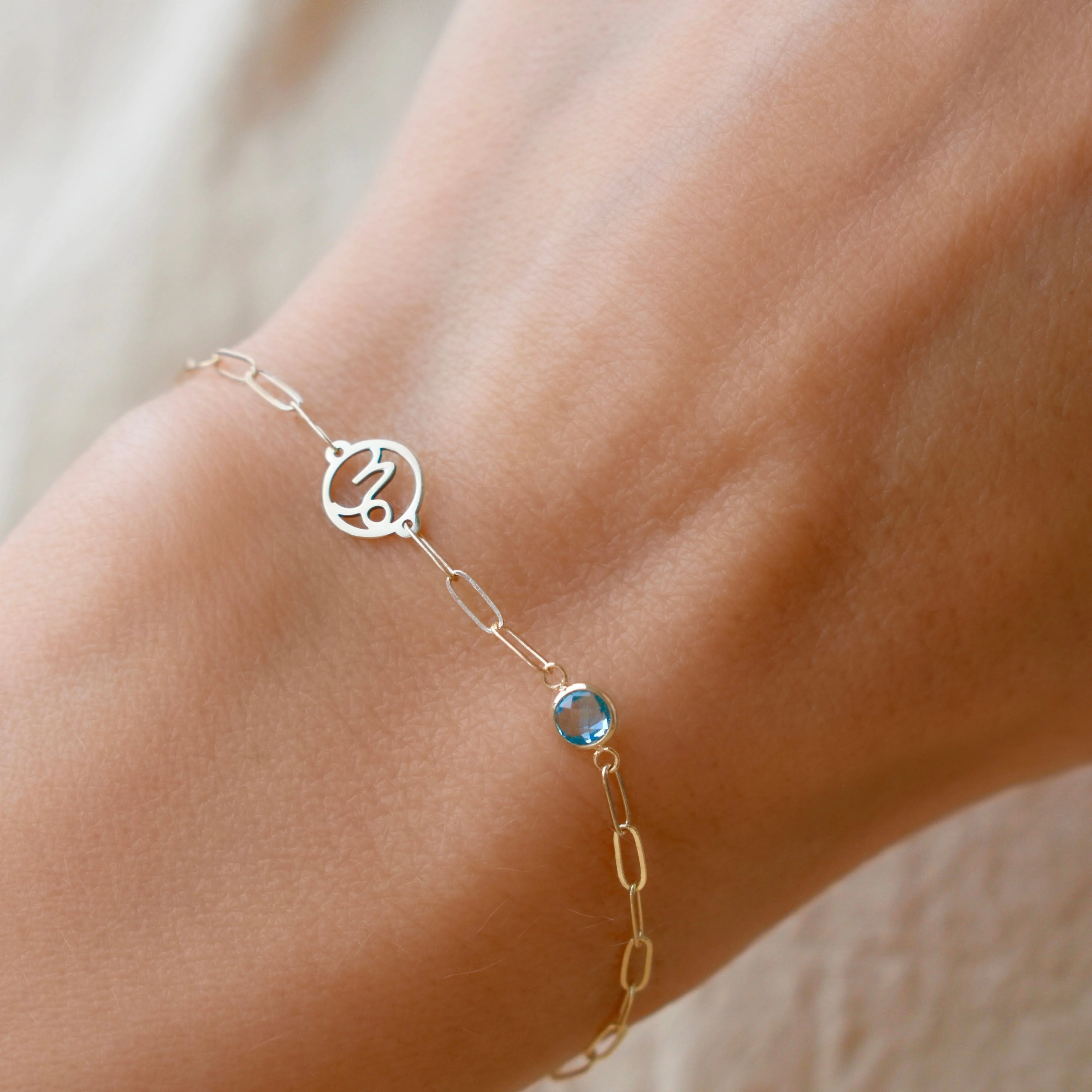Zodiac & Birthstone Adelaide Mini Bracelet in 14k Gold - Image 9