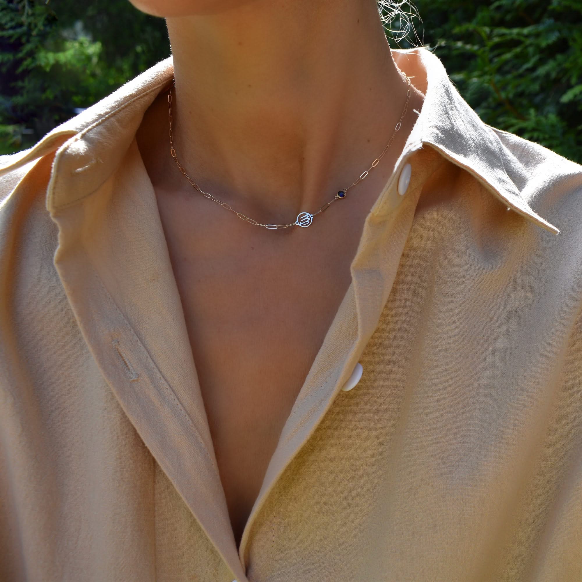 Zodiac & Birthstone Adelaide Mini Necklace in 14k Gold - Image 10