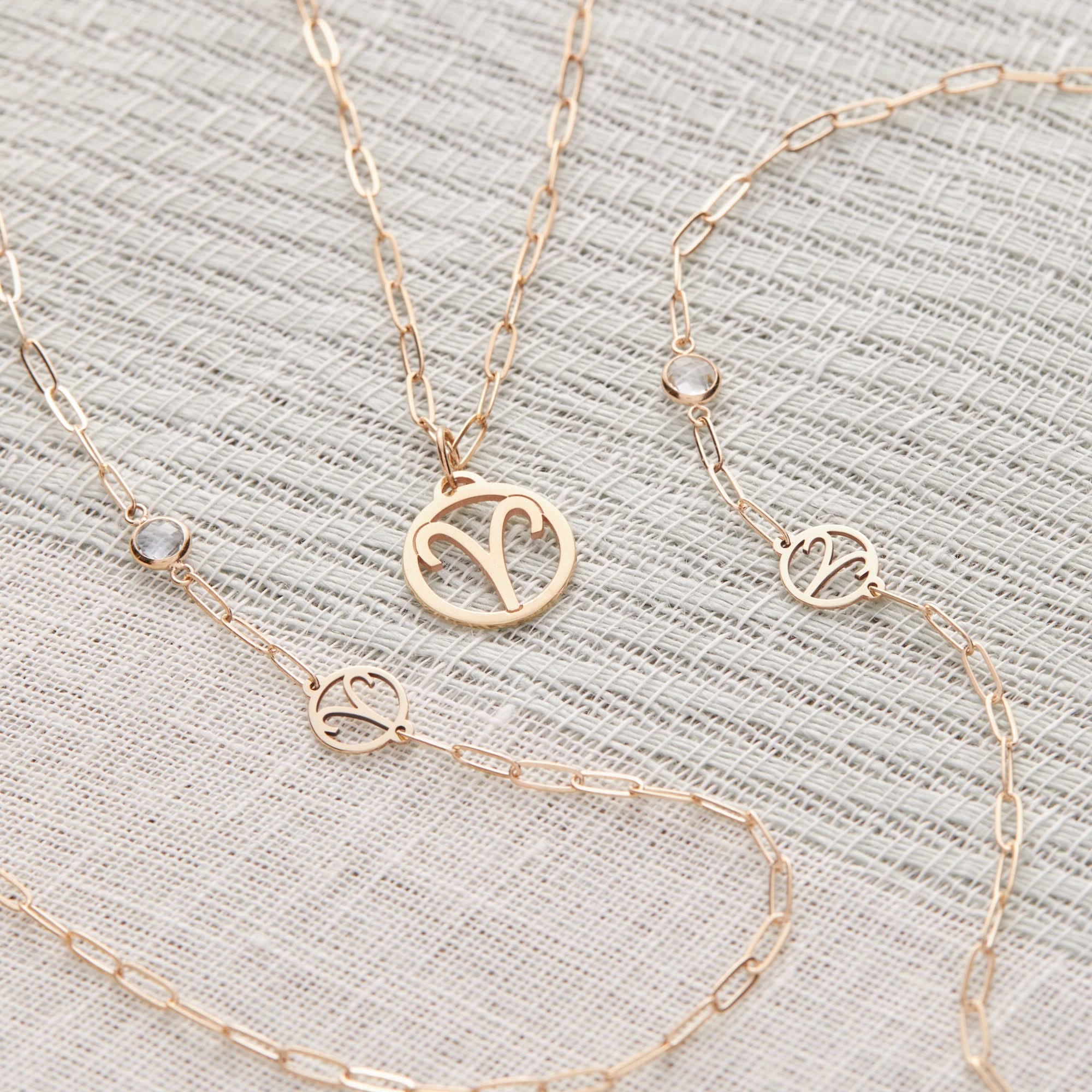 Zodiac & Birthstone Adelaide Mini Necklace in 14k Gold - Image 7