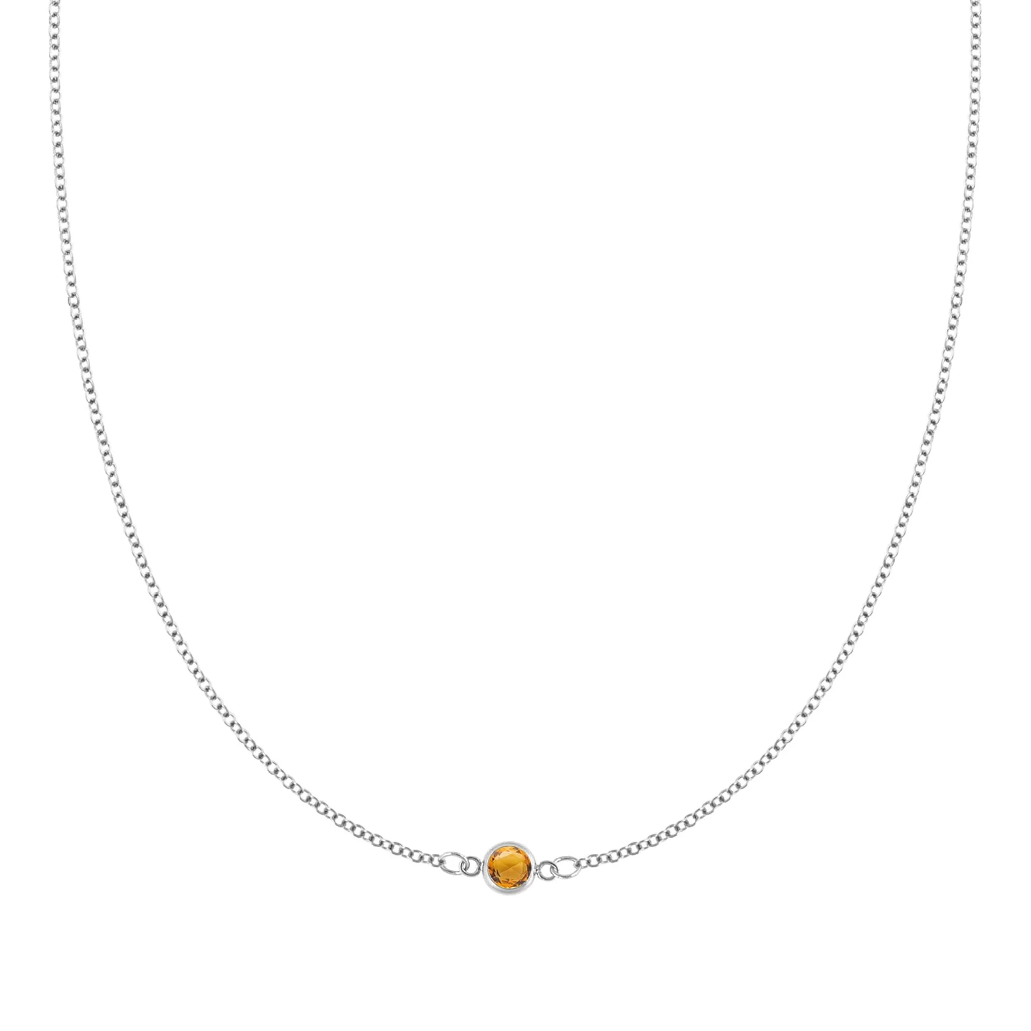 Petite 1 Citrine Necklace in 14k Gold (November) - Image 5