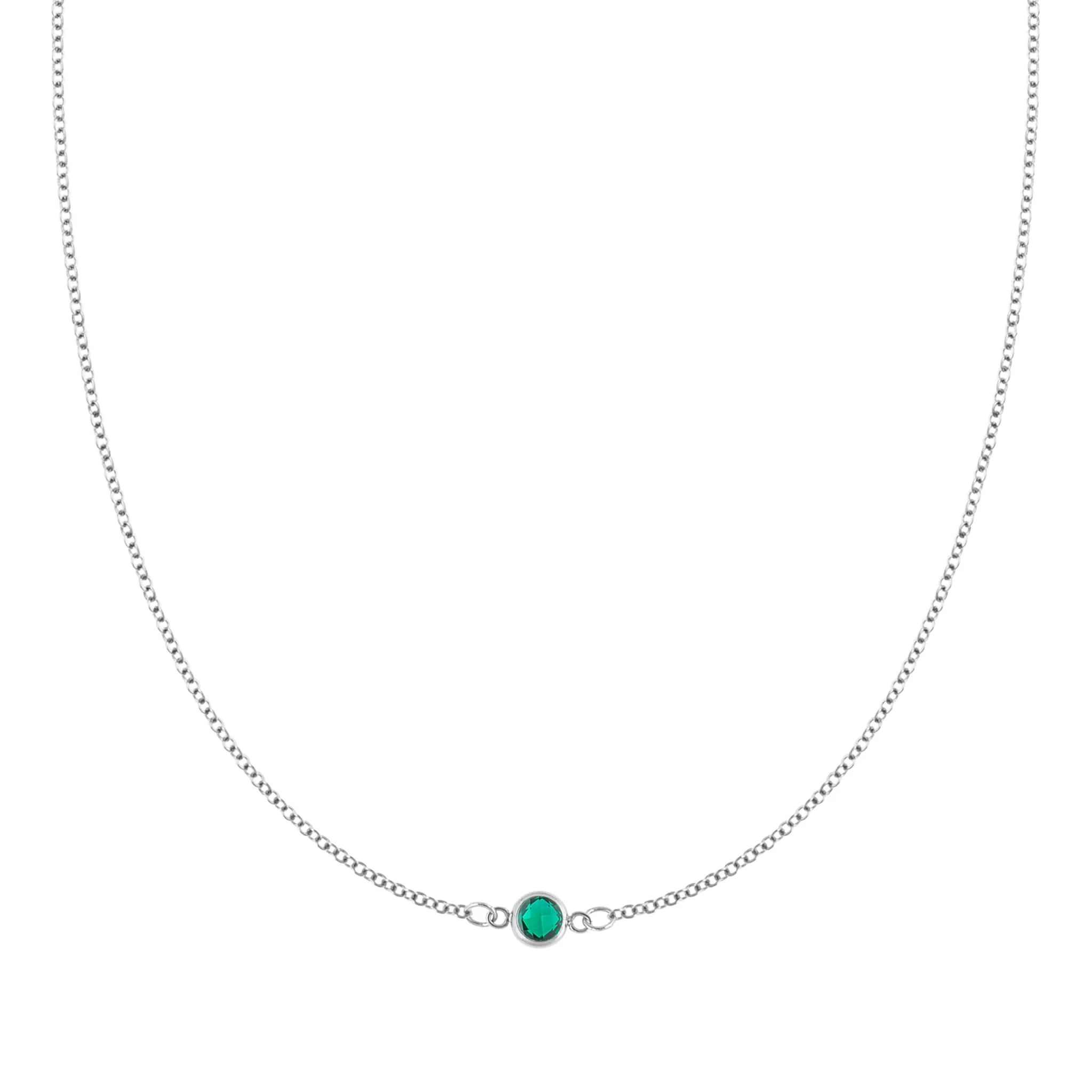 Petite 1 Emerald Necklace in 14k Gold (May) - Image 5