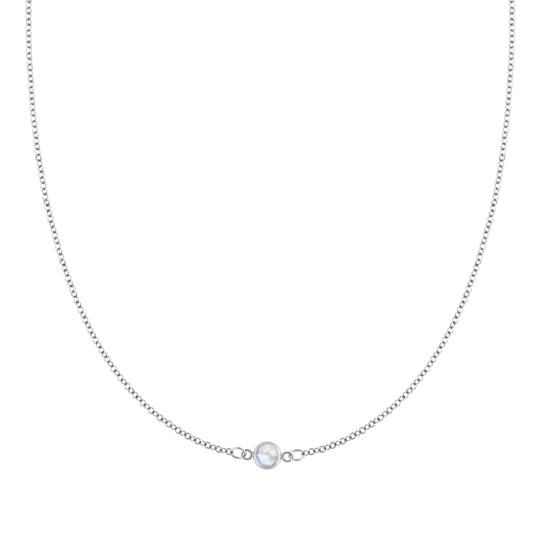 Petite 1 Moonstone Necklace in 14k Gold (June) - Image 5