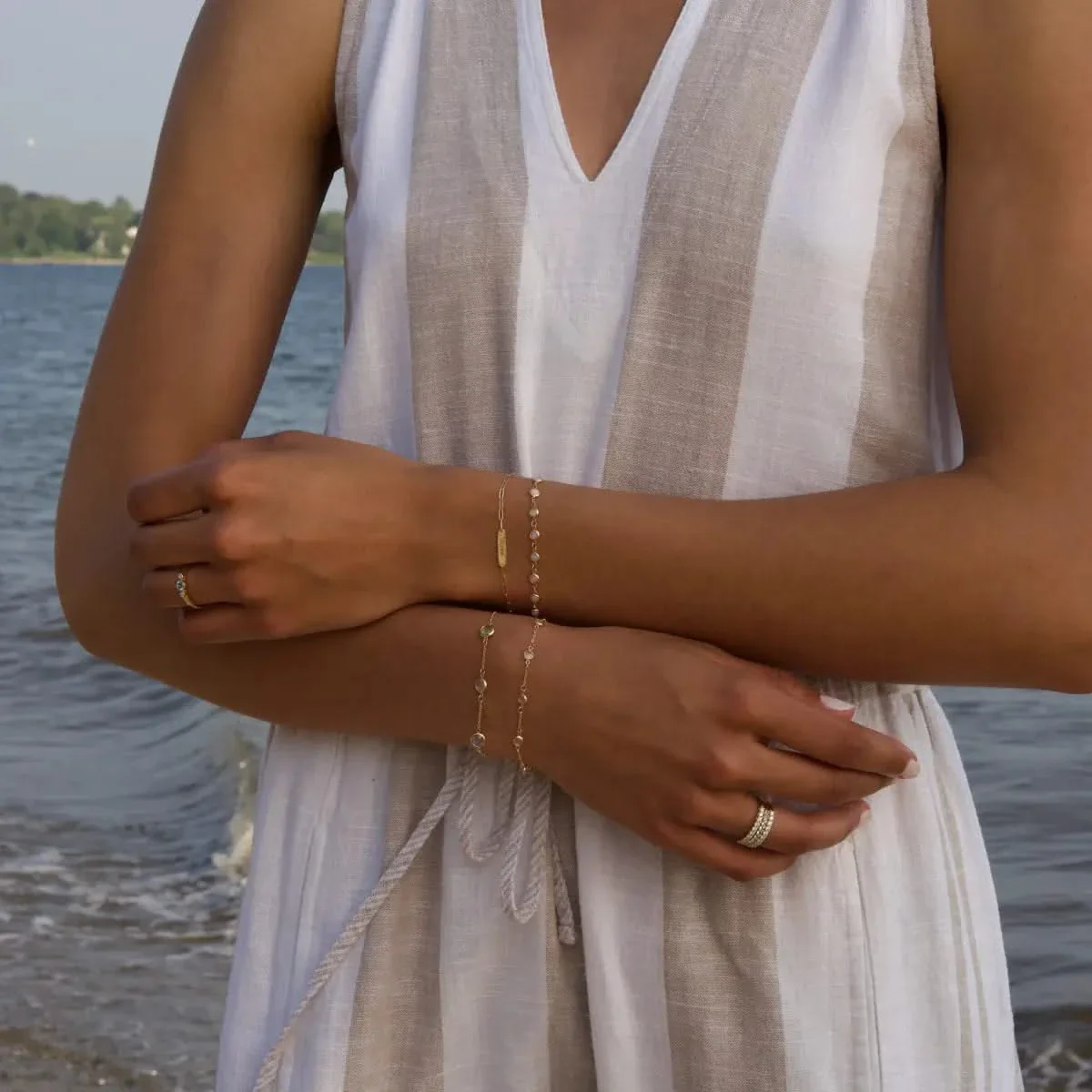 Petite 6 Birthstone Bracelet in 14k Gold - Image 9