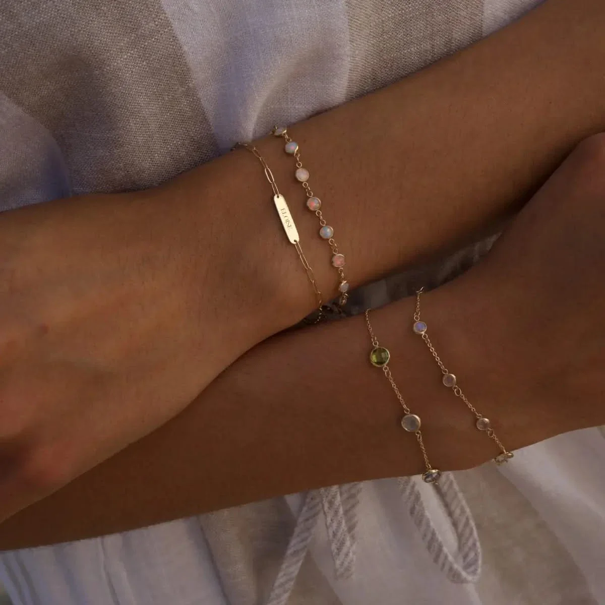 Petite 6 Birthstone Bracelet in 14k Gold - Image 10