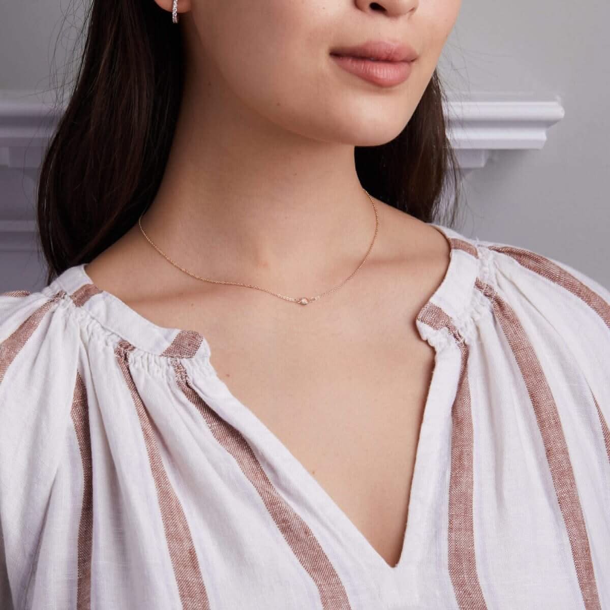 Petite 1 Opal Necklace in 14k Gold (October) - Image 2