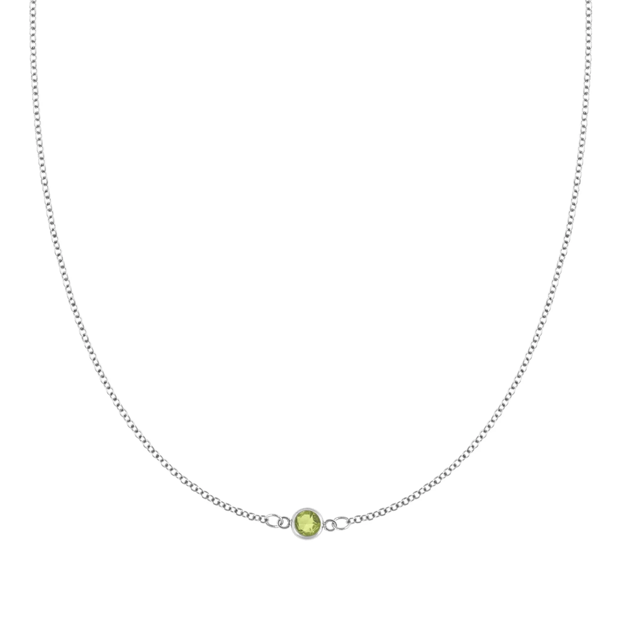Petite 1 Peridot Necklace in 14k Gold (August) - Image 5