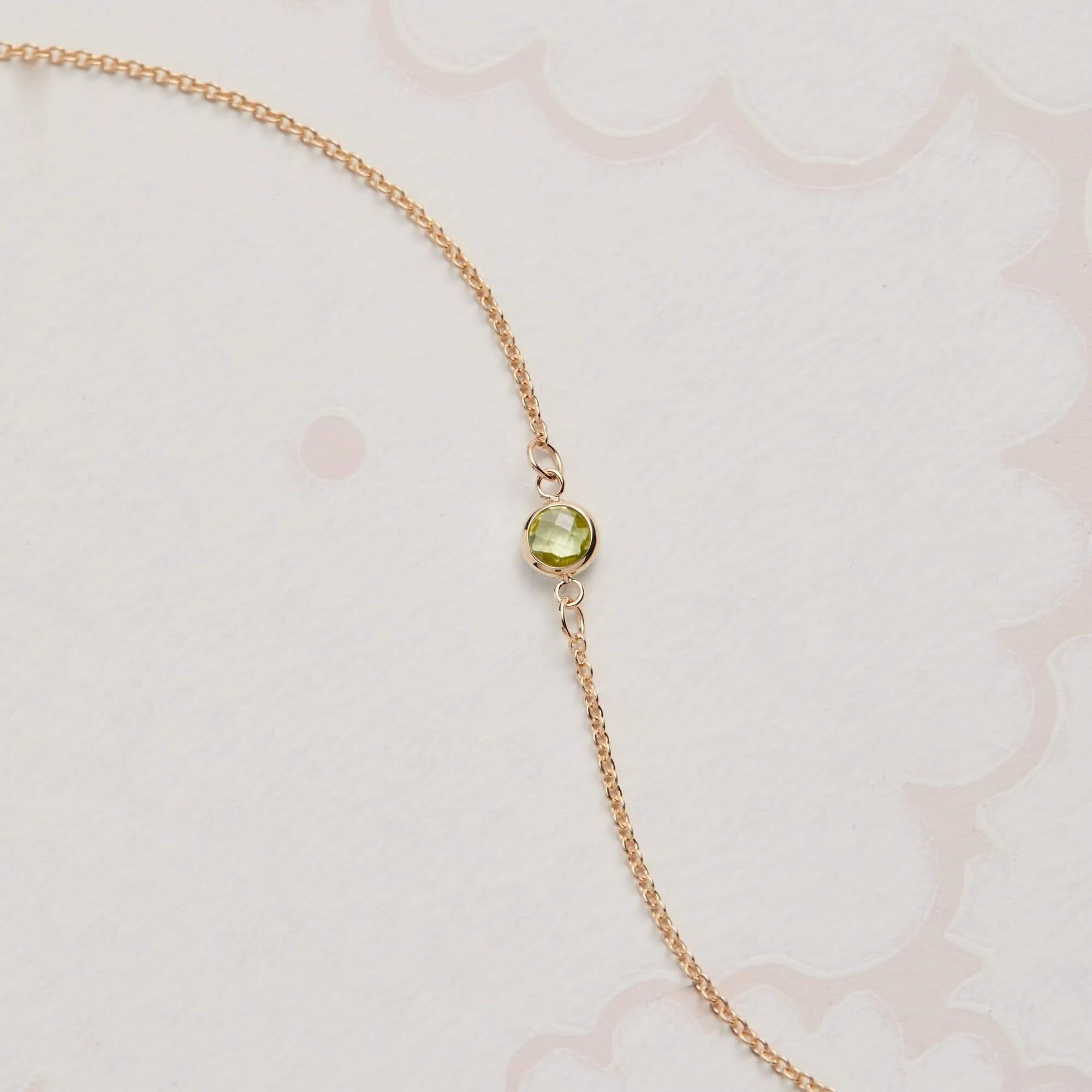 Petite 1 Peridot Necklace in 14k Gold (August) - Image 7