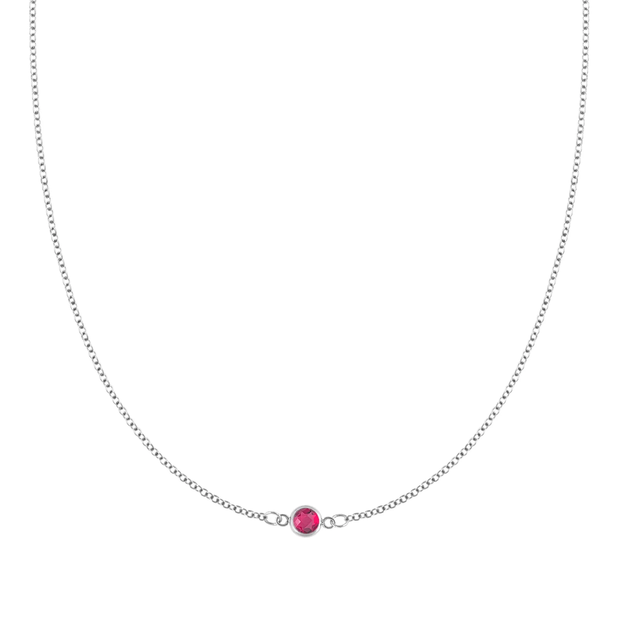 Petite 1 Ruby Necklace in 14k Gold (July) - Image 5