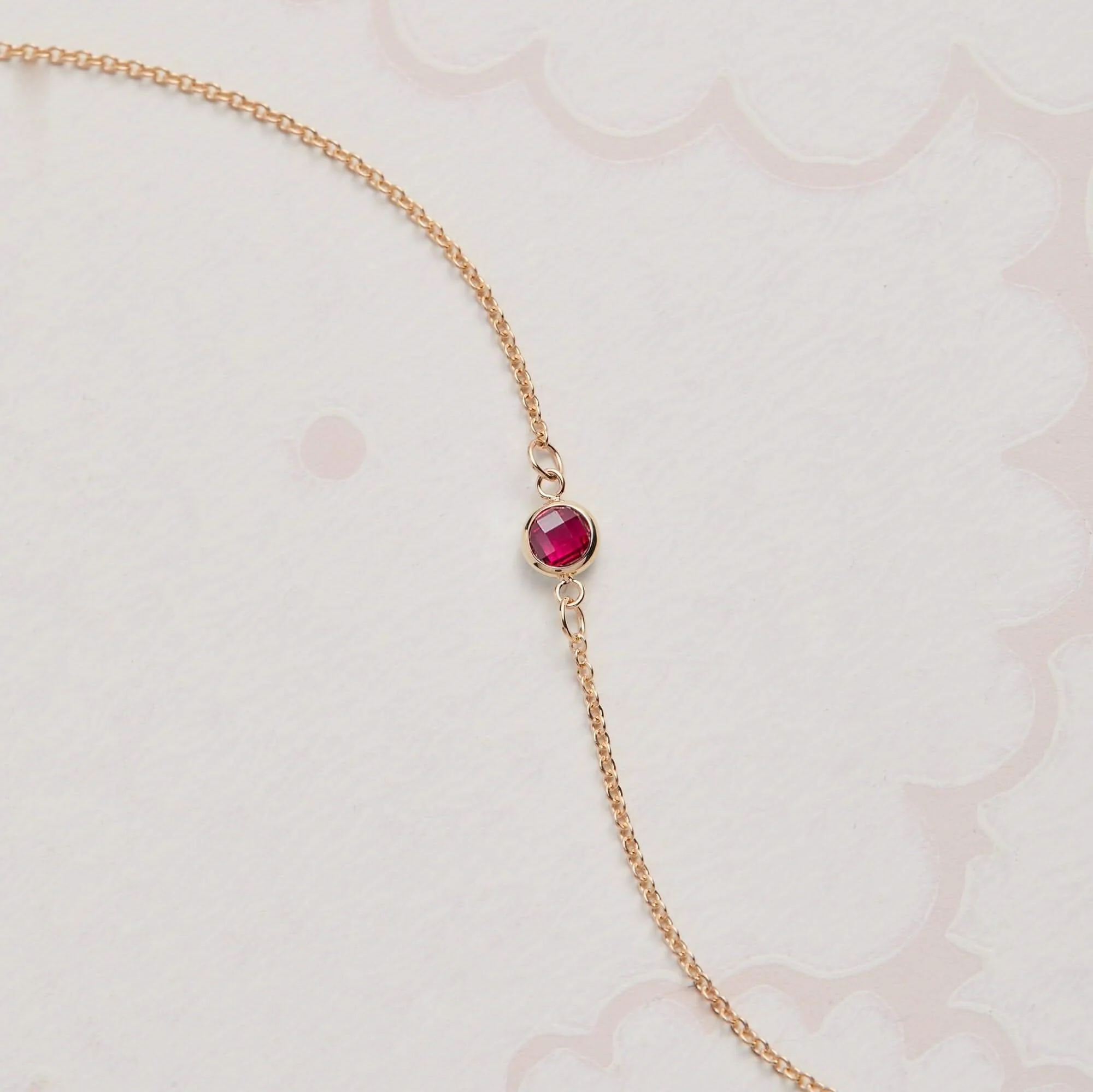 Petite 1 Ruby Necklace in 14k Gold (July) - Image 7