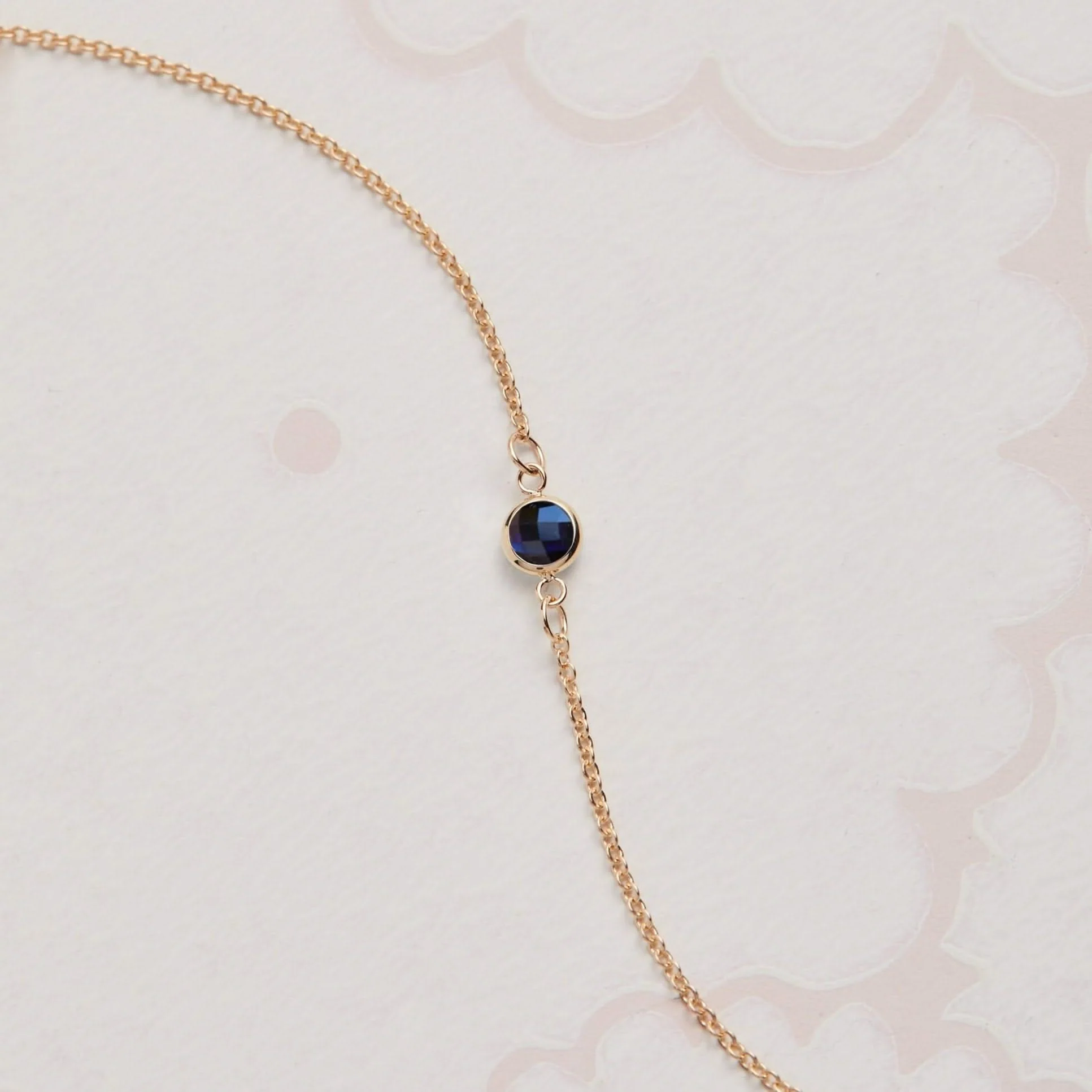 Petite 1 Sapphire Necklace in 14k Gold (September) - Image 7