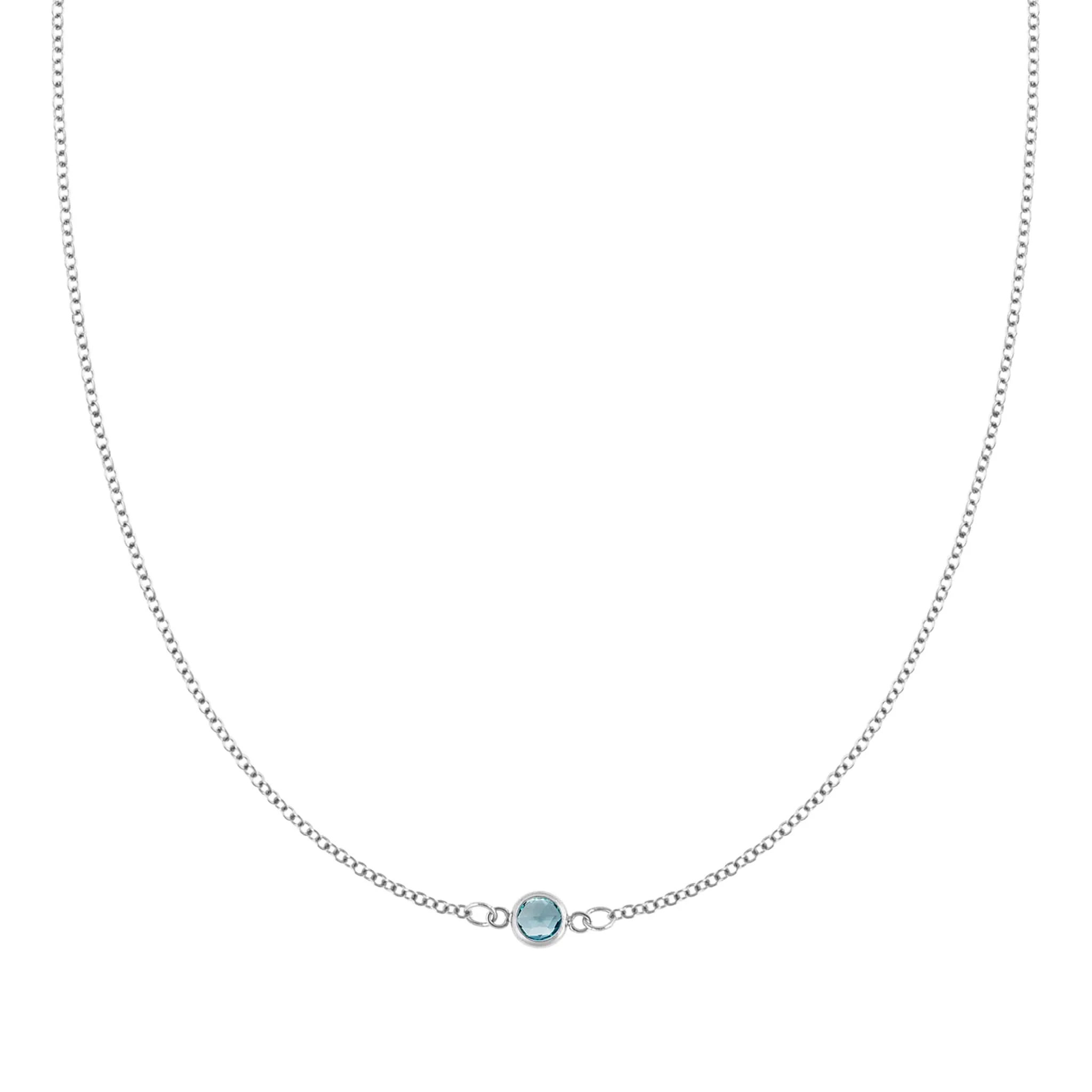 Petite 1 Nantucket Blue Topaz Necklace in 14k Gold (December) - Image 5