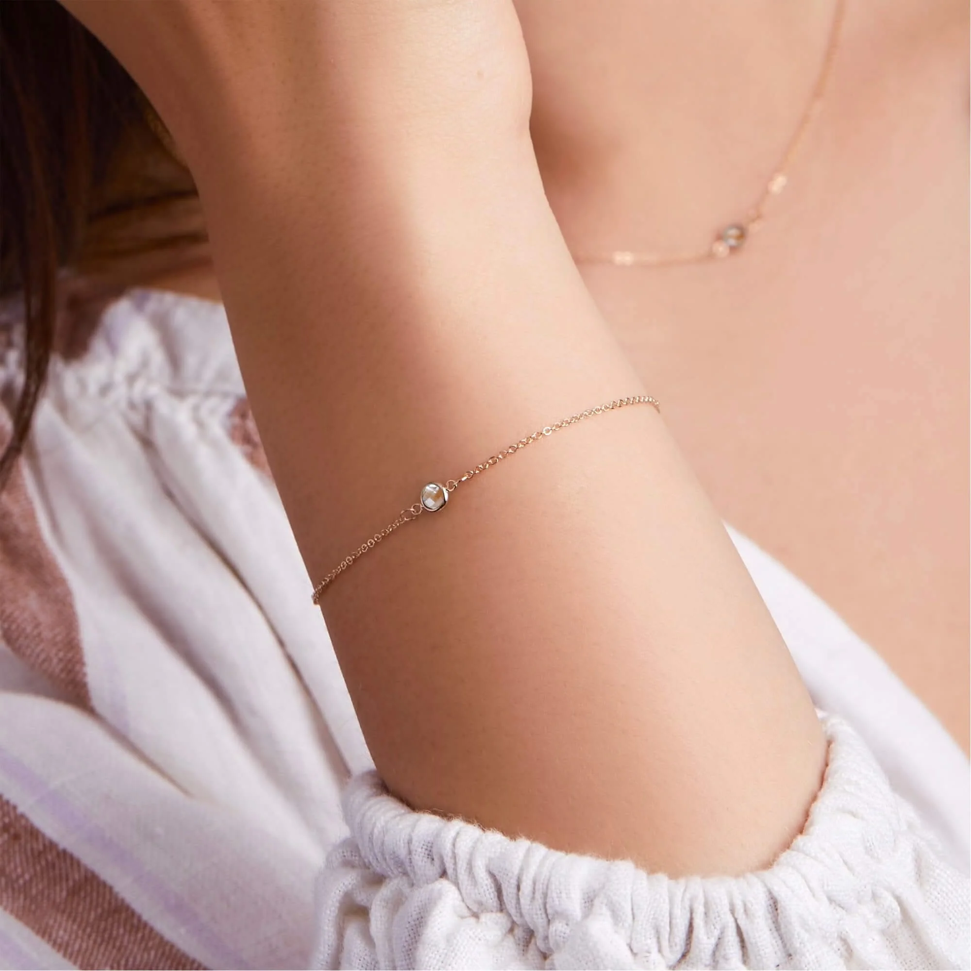 Petite 1 Birthstone Bracelet in 14k Gold - Image 3