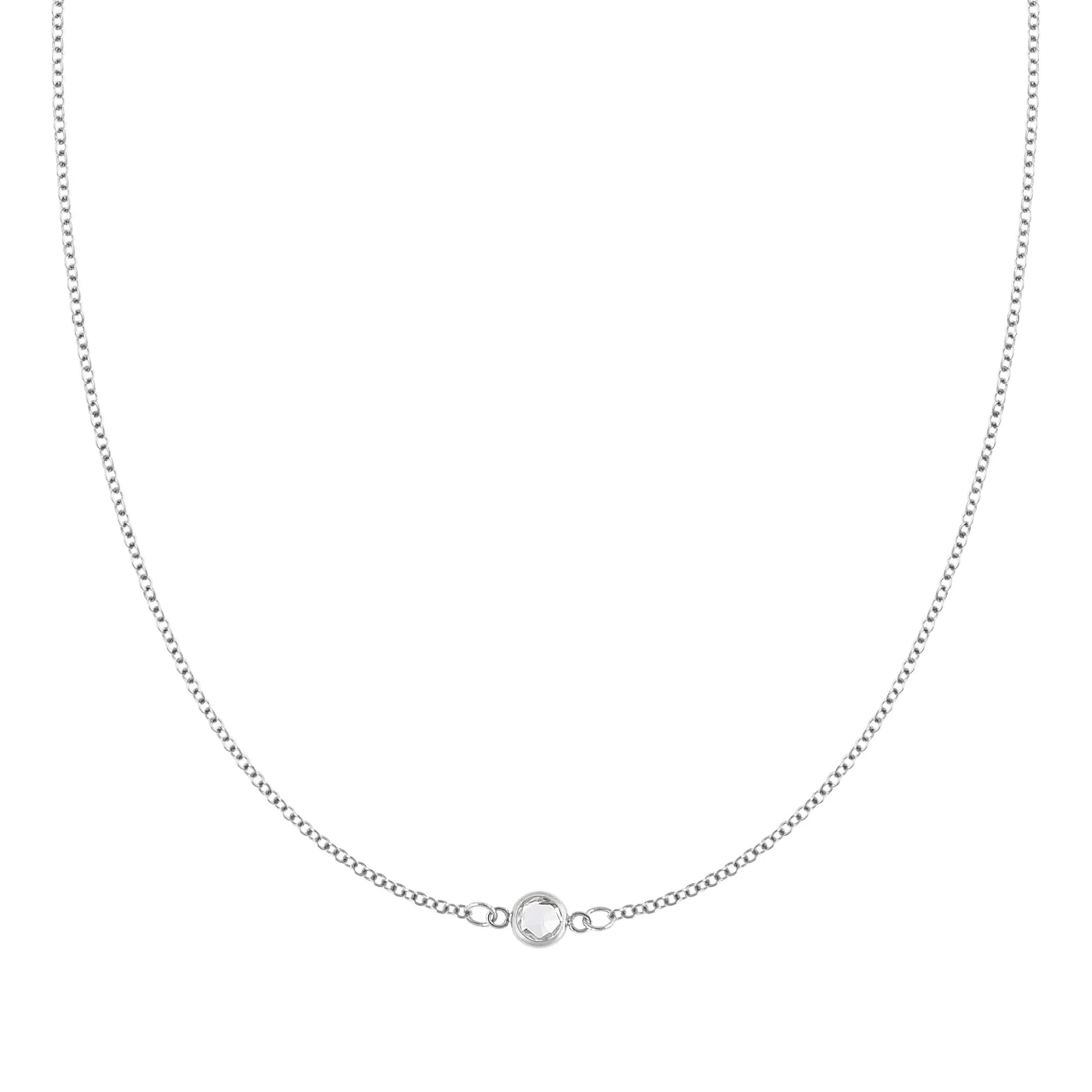 Petite 1 White Topaz Necklace in 14k Gold (April) - Image 5