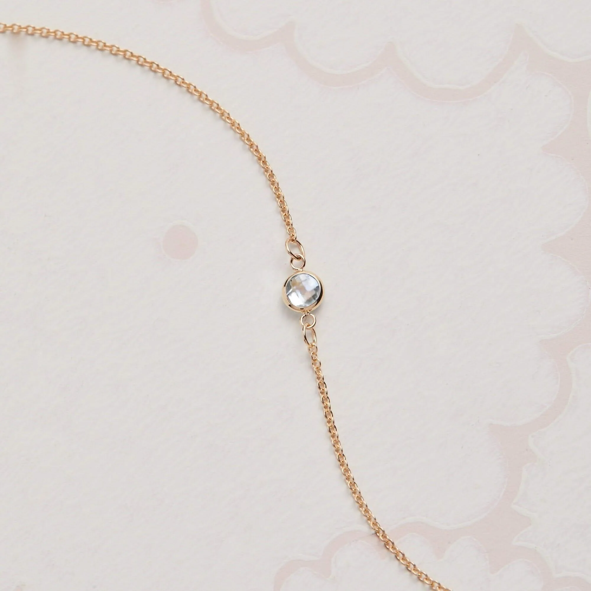 Petite 1 White Topaz Necklace in 14k Gold (April) - Image 7