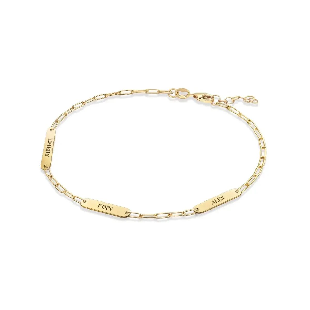 Petite 3 Nameplate Bracelet on Adelaide Mini in 14k Gold - Image 4