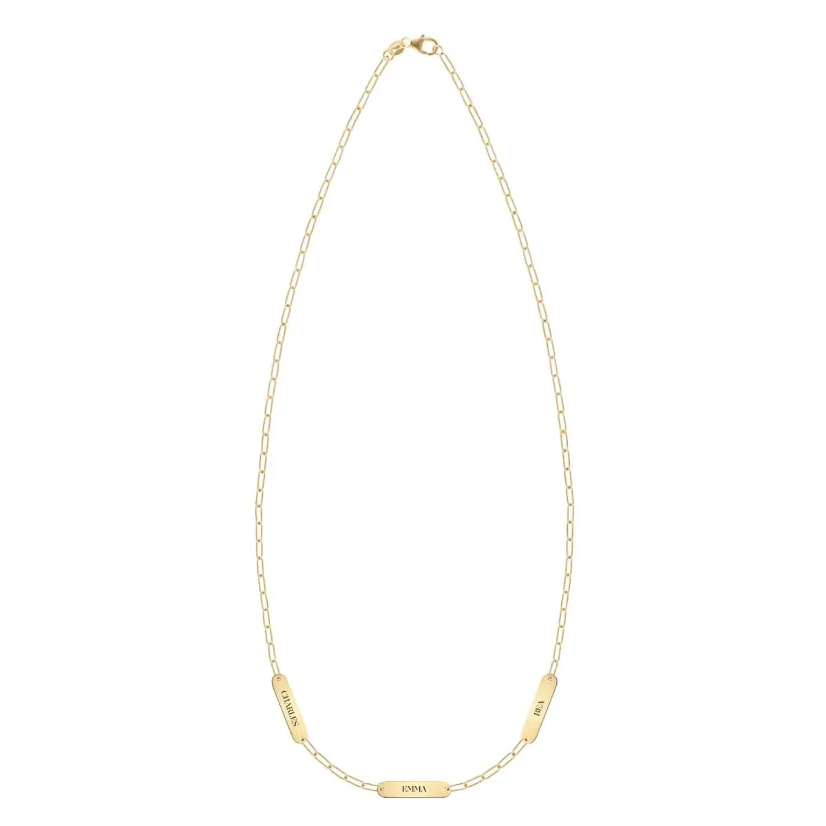 Petite 3 Nameplate Necklace on Adelaide Mini in 14k Gold - Image 5