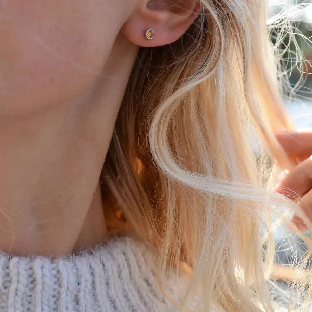 Petite Citrine Stud Earrings in 14k Gold (November) - Image 10