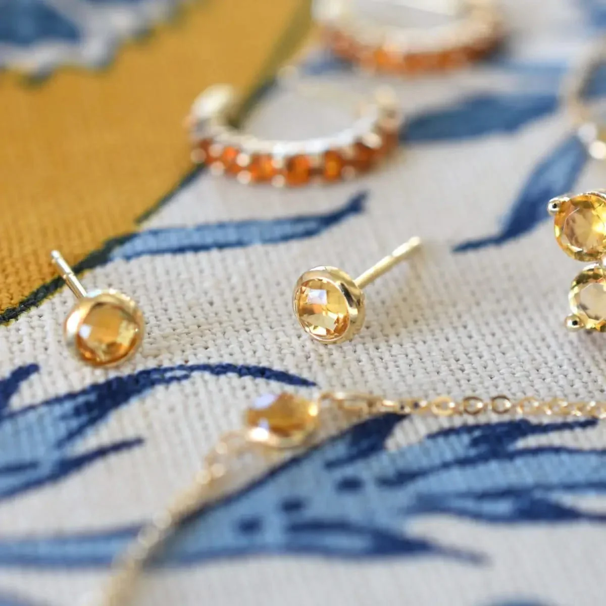 Petite Citrine Stud Earrings in 14k Gold (November) - Image 6