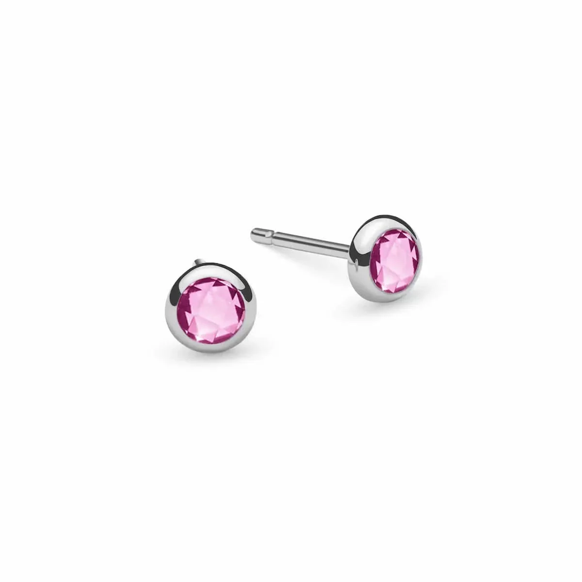 Petite Pink Sapphire Stud Earrings in 14k Gold (October) - Image 5