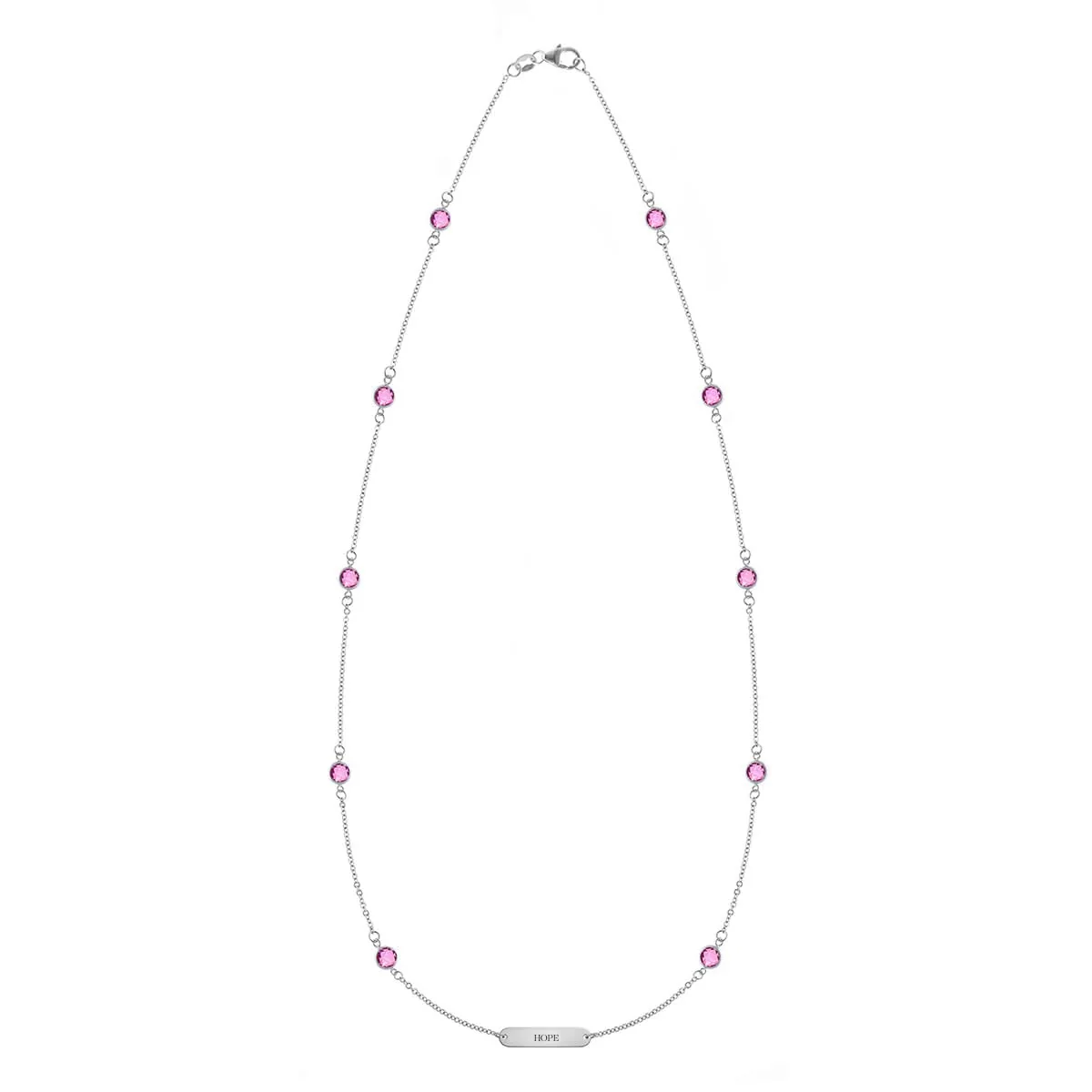 Pink Awareness HOPE & 10 Petite Pink Sapphire Necklace in 14k Gold - Image 5