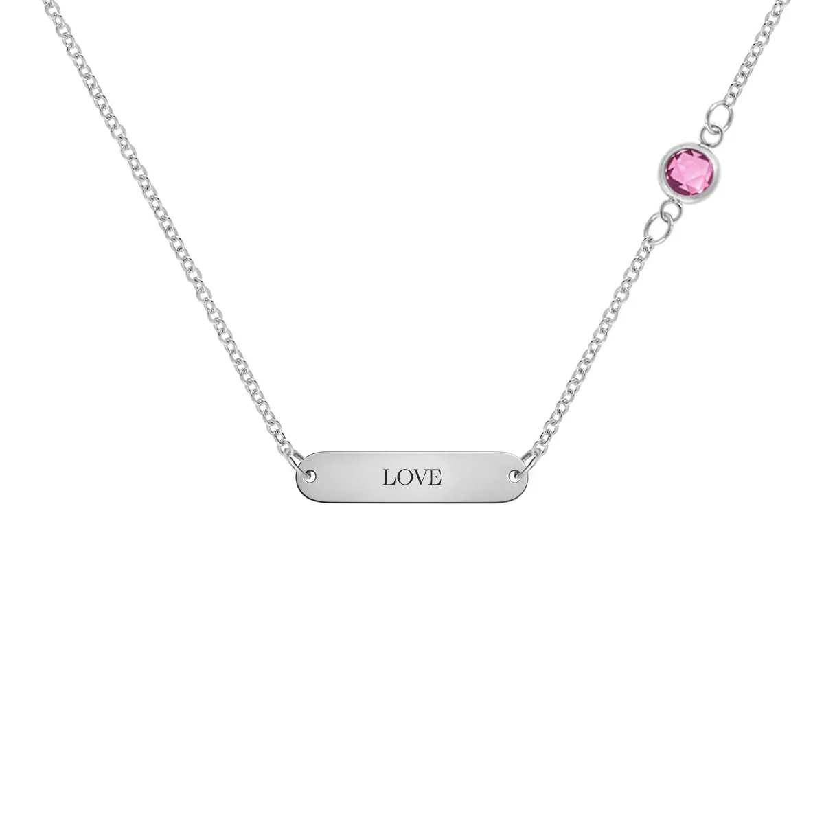 Pink Awareness LOVE & 1 Petite Pink Sapphire Necklace in 14k Gold - Image 7