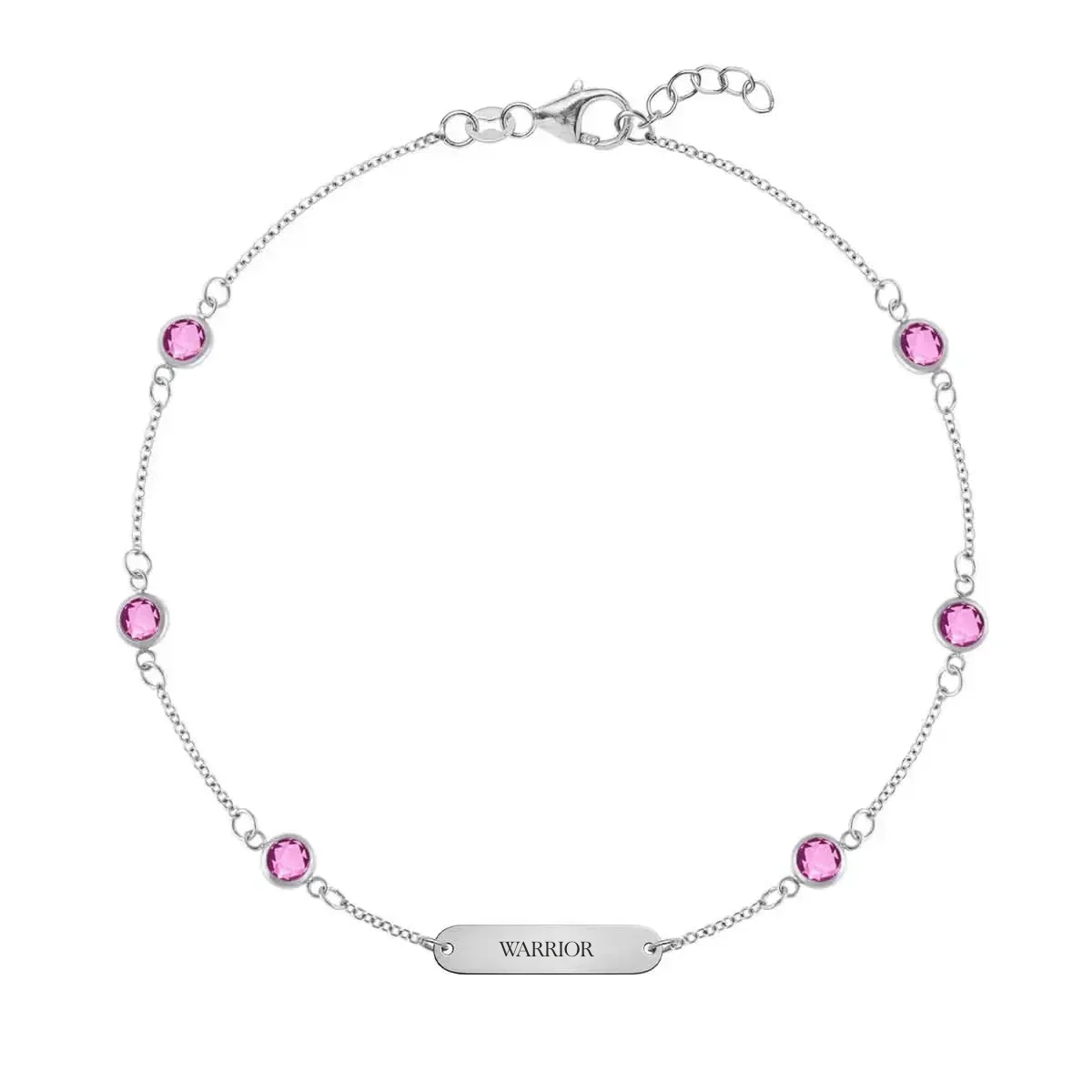 Pink Awareness WARRIOR & 6 Petite Pink Sapphire Bracelet in 14k Gold - Image 7