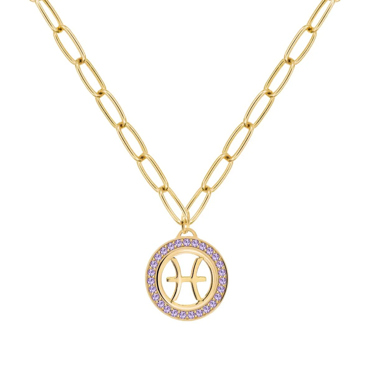 Pisces & Birthstone Pendant in 14k Gold - Image 7