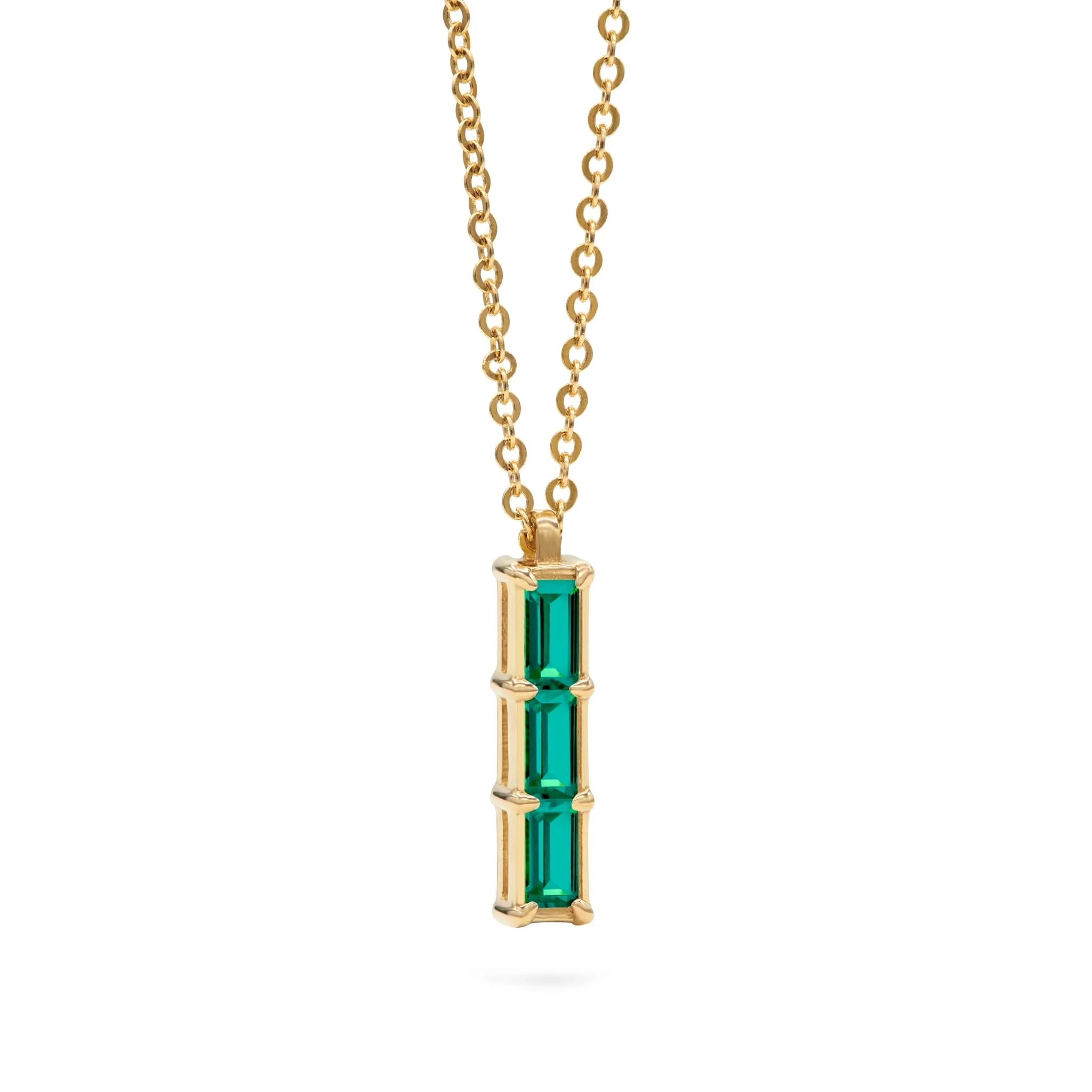 Providence 3 Emerald Pendant in 14k Gold (May) - Image 5
