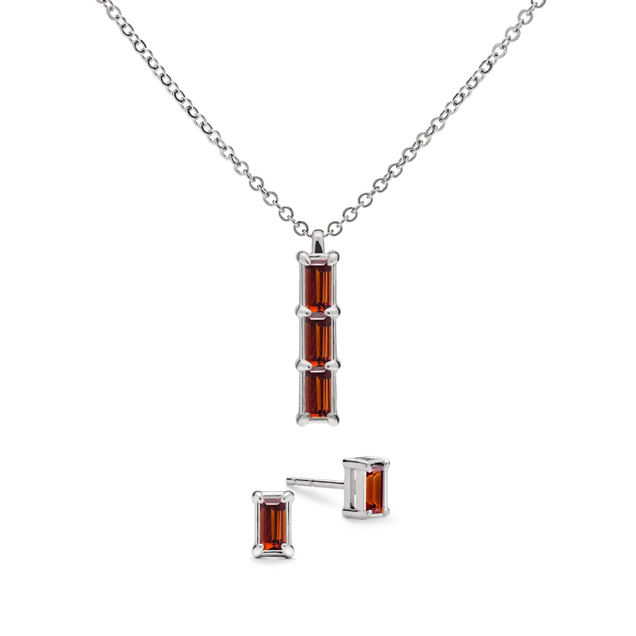 Providence 3 Garnet Pendant and Stud Earrings Set in 14k Gold (January) - Image 8