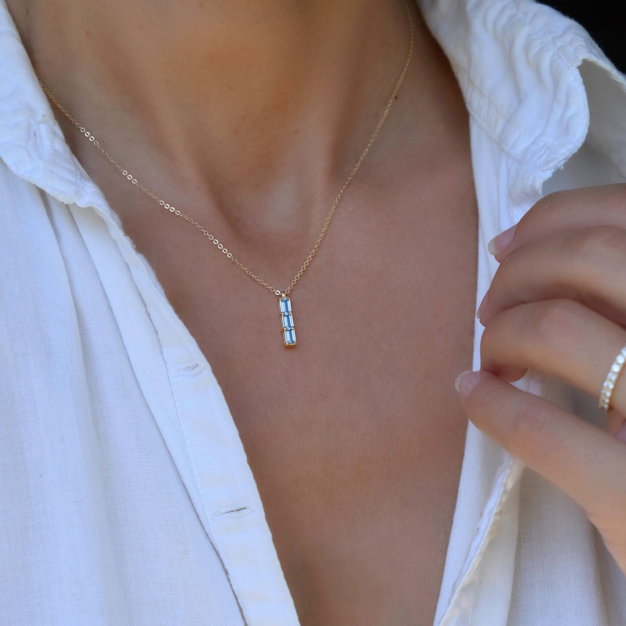 Providence 3 Nantucket Blue Topaz Pendant in 14k Gold (December) - Image 9