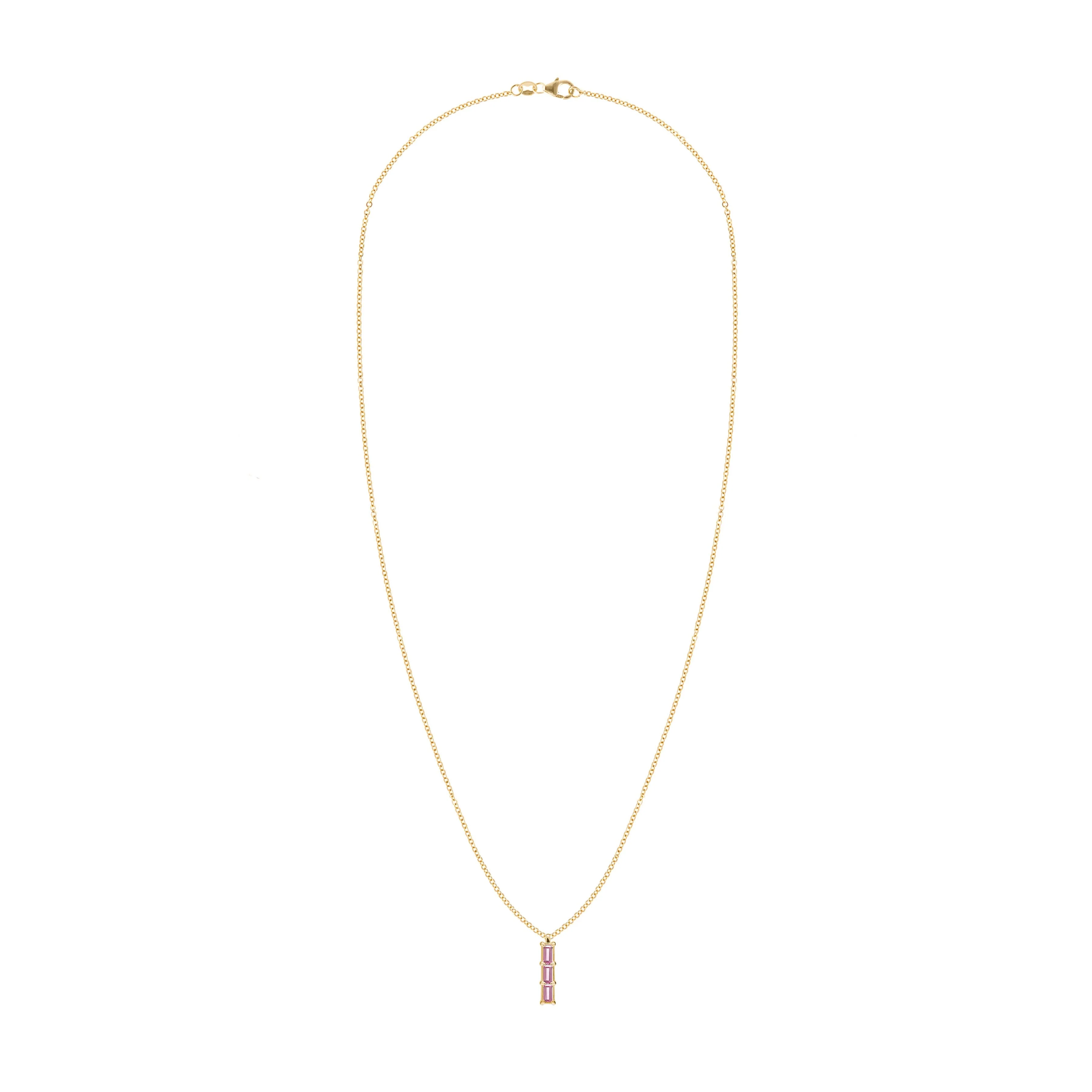 Providence 3 Pink Sapphire Pendant in 14k Gold (October) - Image 5