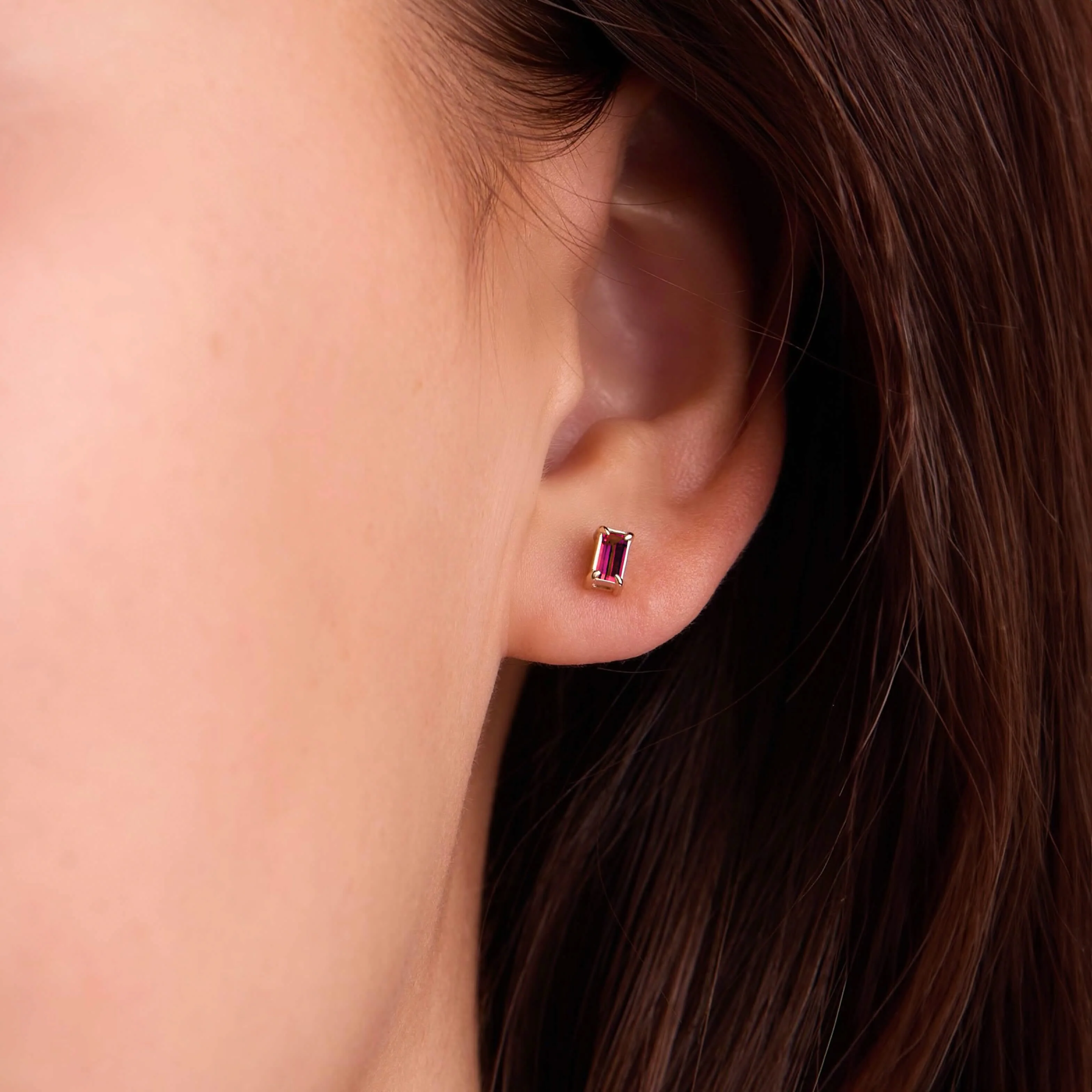 Providence Ruby Stud Earrings in 14k Gold (July) - Image 3