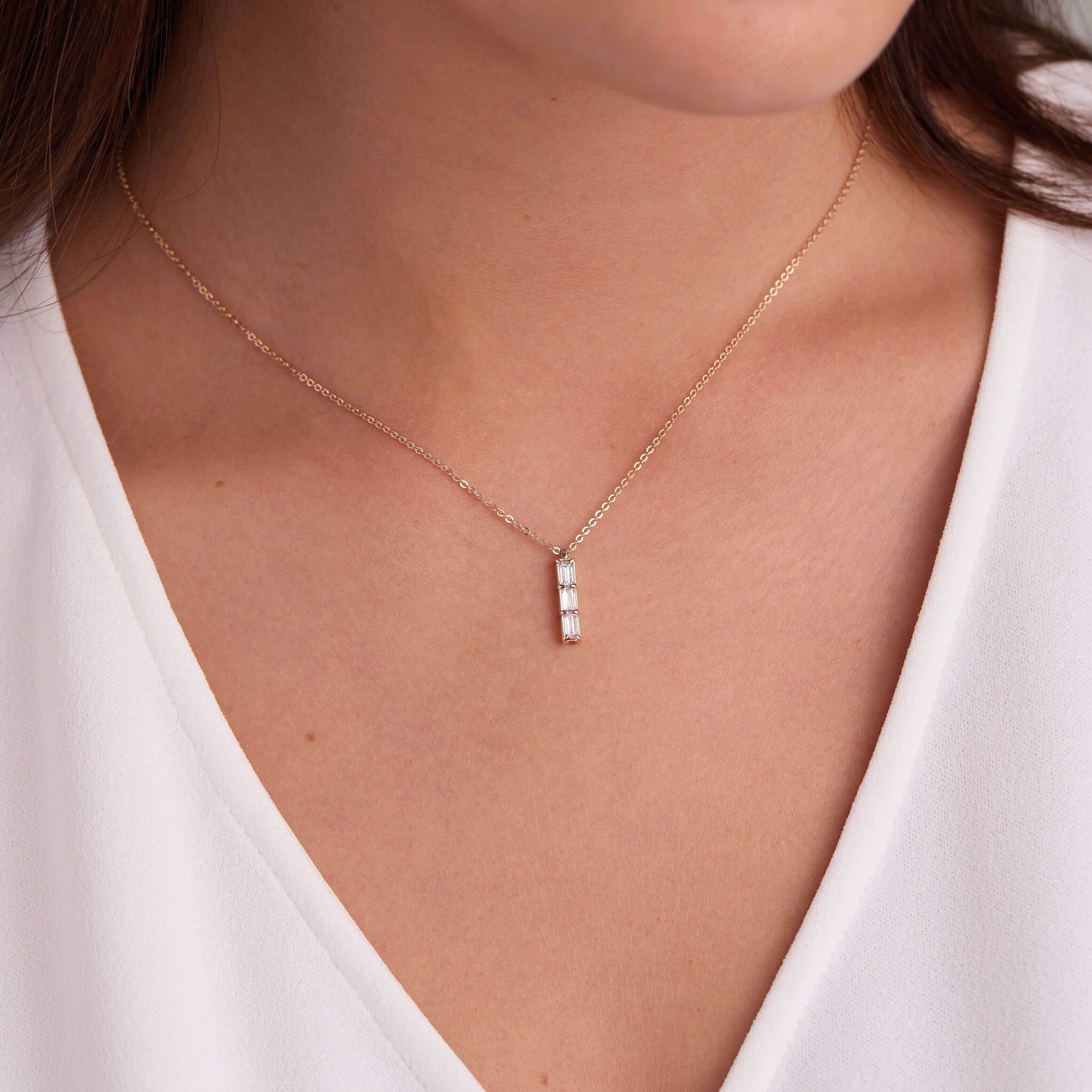 Providence 3 White Topaz Pendant and Stud Earrings Set in 14k Gold (April) - Image 3