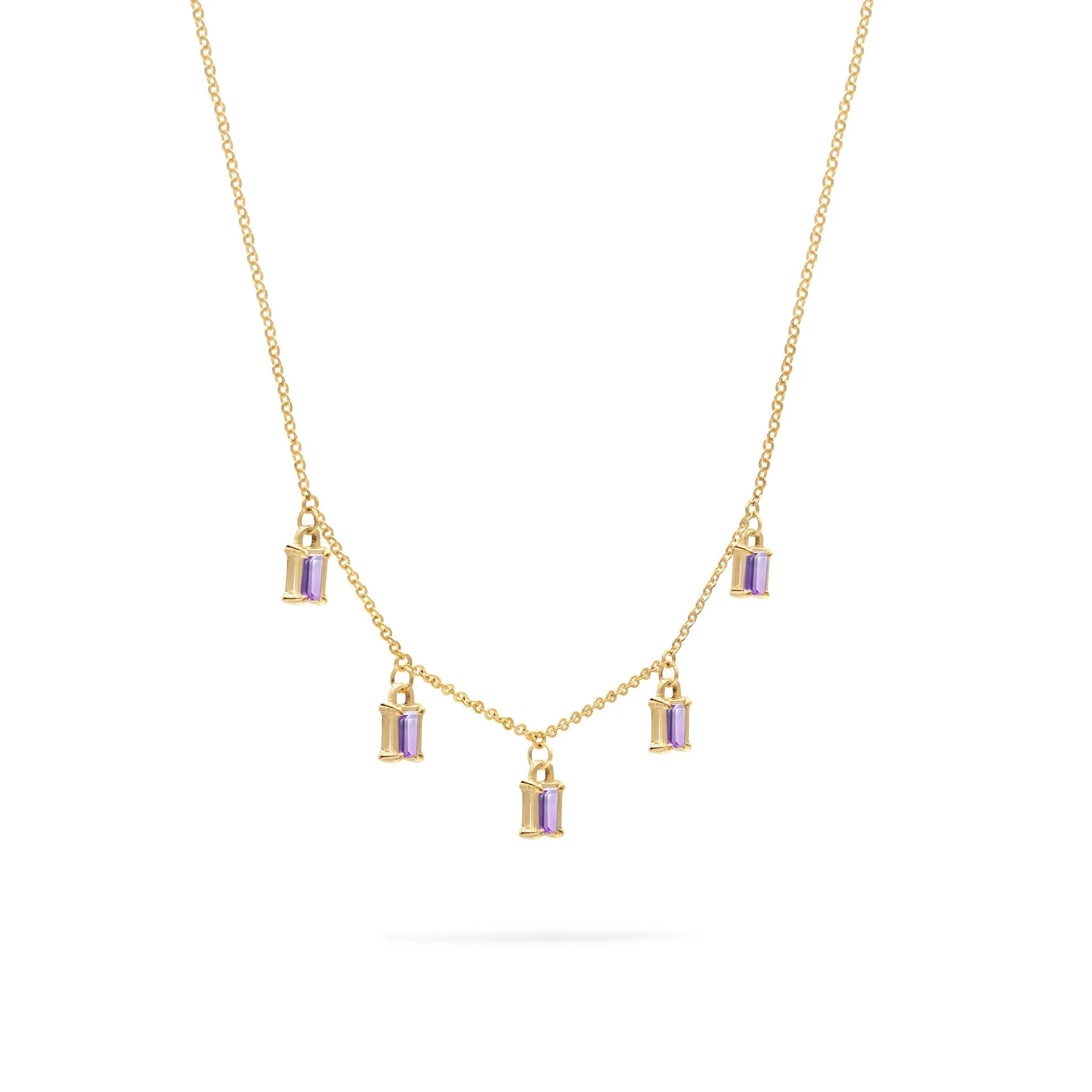 Providence 5 Amethyst Drop Necklace in 14k Gold (February) - Image 4